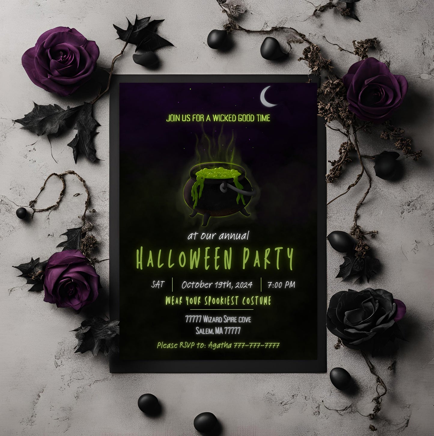 Witch Party Invitation | Halloween Invitation | Halloween Invite | Cauldron | Spooky | Halloween | October | Witchy | Halloween Party |