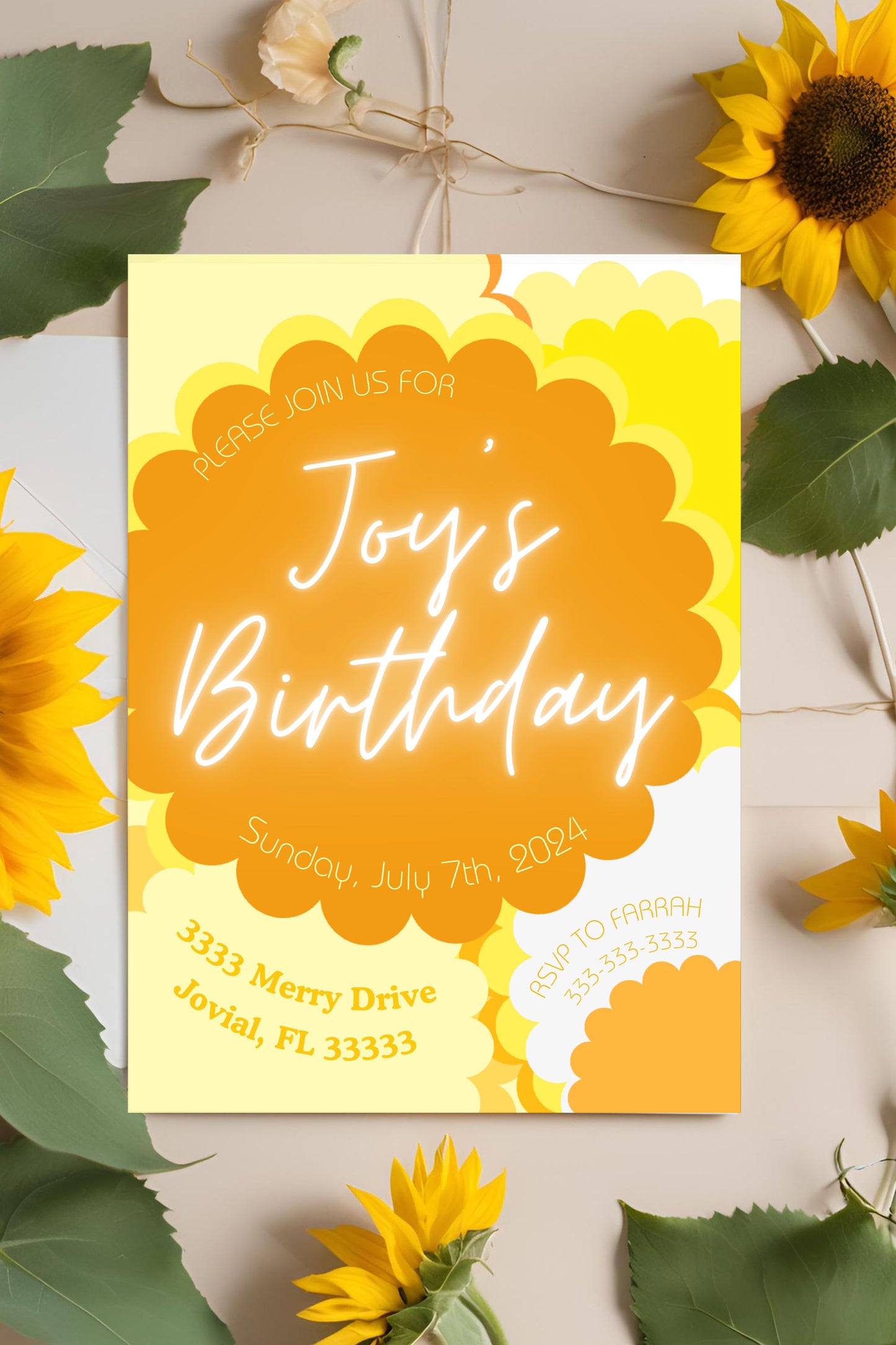 Happy Theme Party Banner | Daisy Party | Sunshine Party | Yellow and Orange Banner | Birthday | Baby Shower | Bridal Shower | Summer| Spring