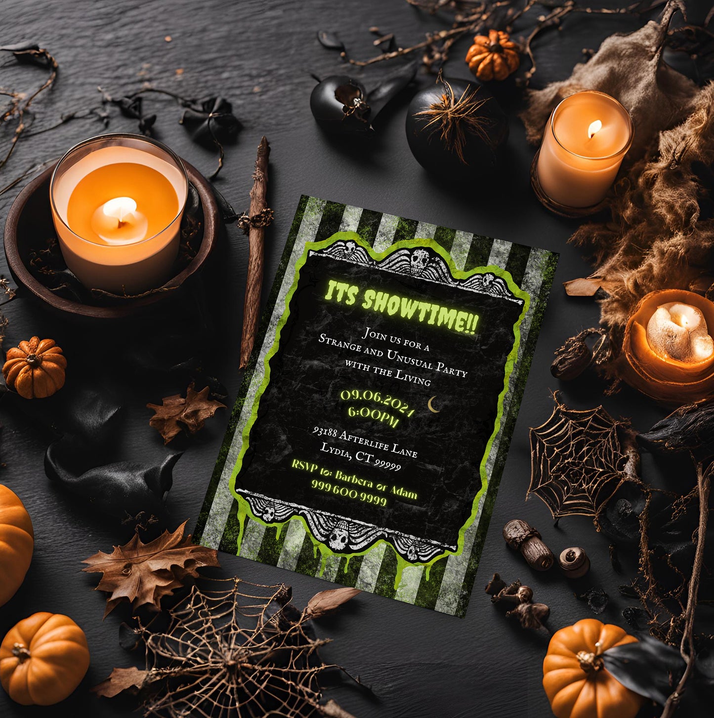 Showtime Party Invitation | Beetle | Spooky Invitation | Halloween Party | Halloween Invite | Juice | Supernatural | Scary