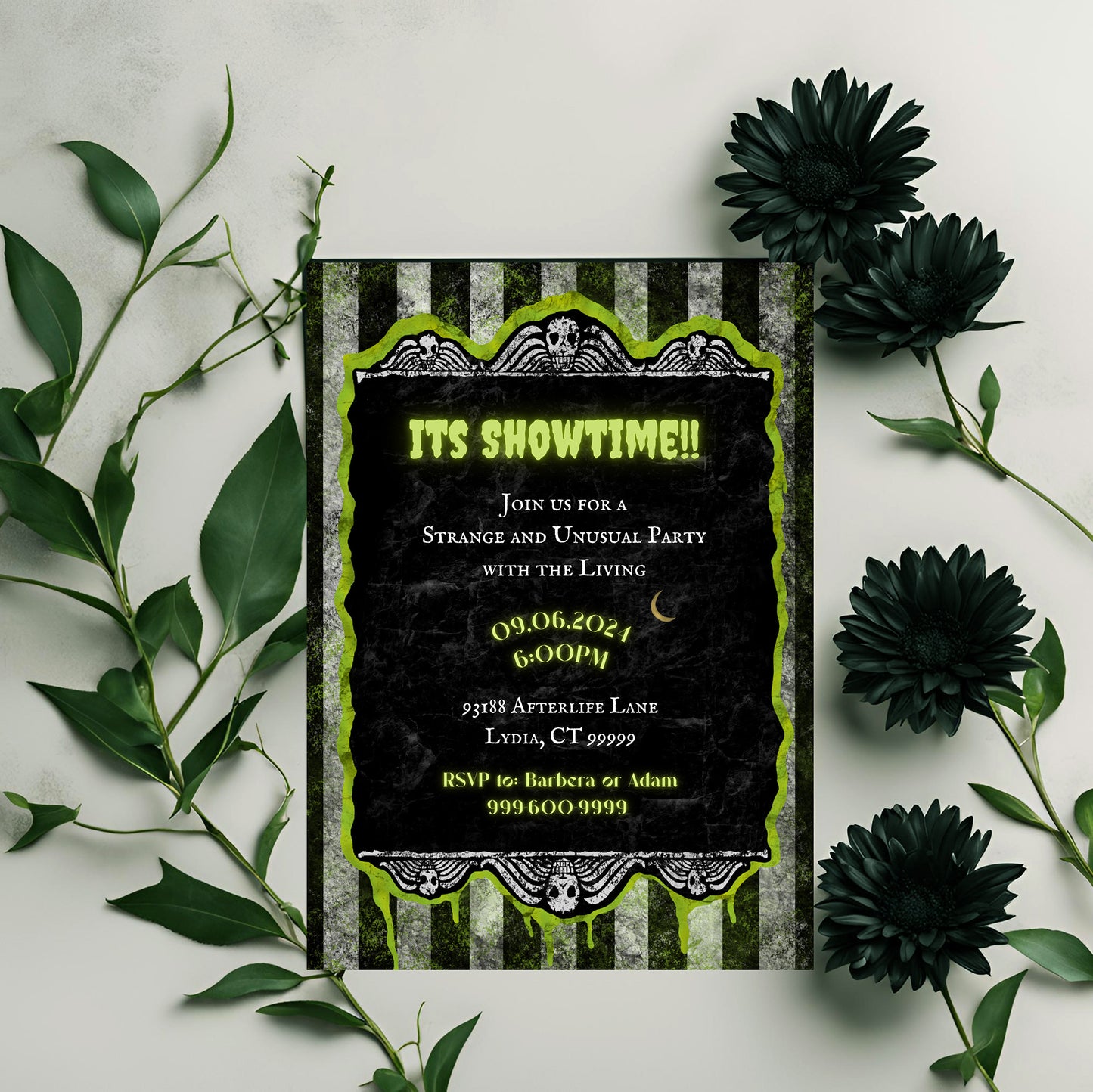 Showtime Party Invitation | Beetle | Spooky Invitation | Halloween Party | Halloween Invite | Juice | Supernatural | Scary