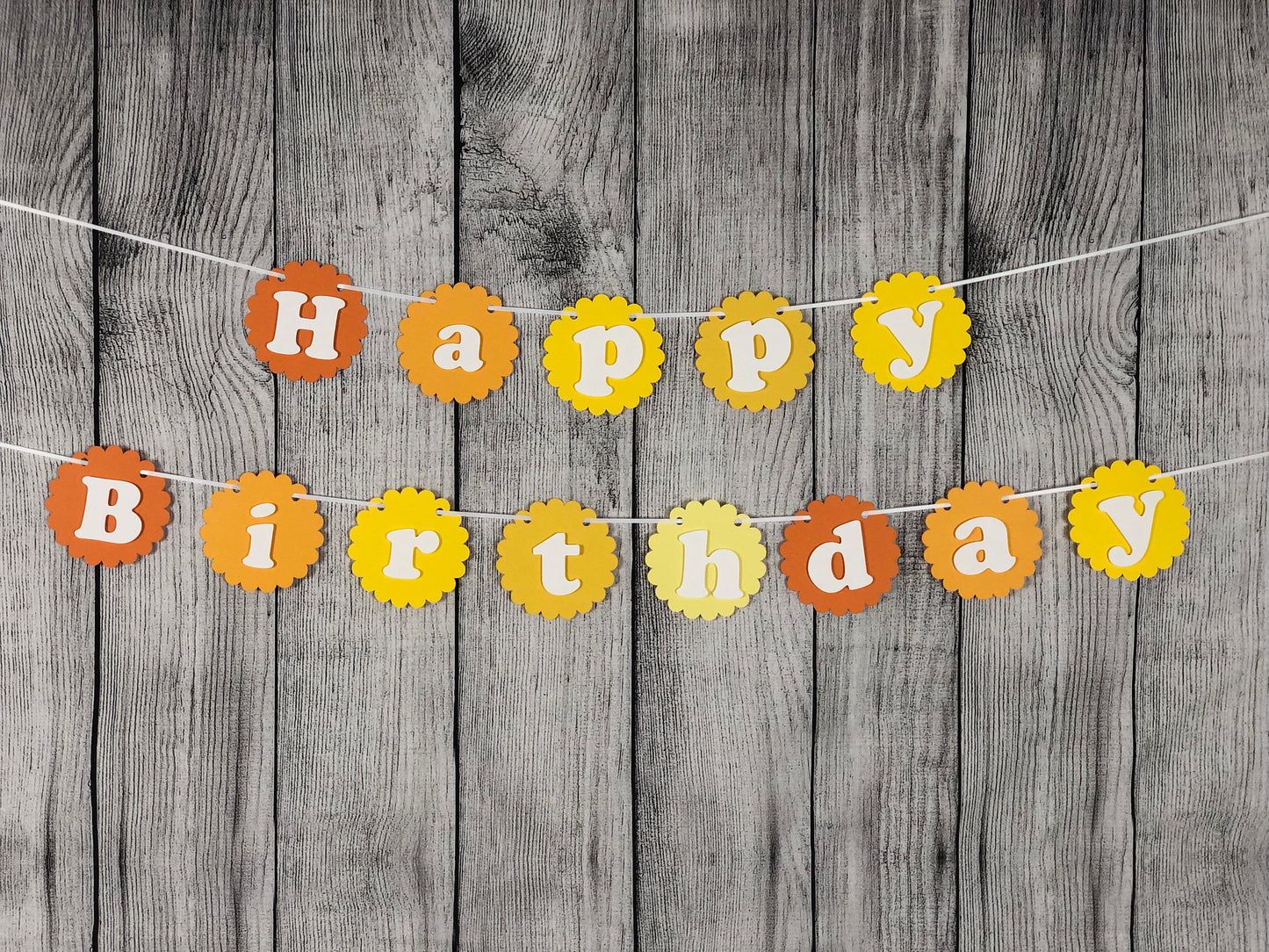 Happy Party Banner | Yellow Party Banner | Flower Garland | Sunshine | Daisy | Ombre Banner