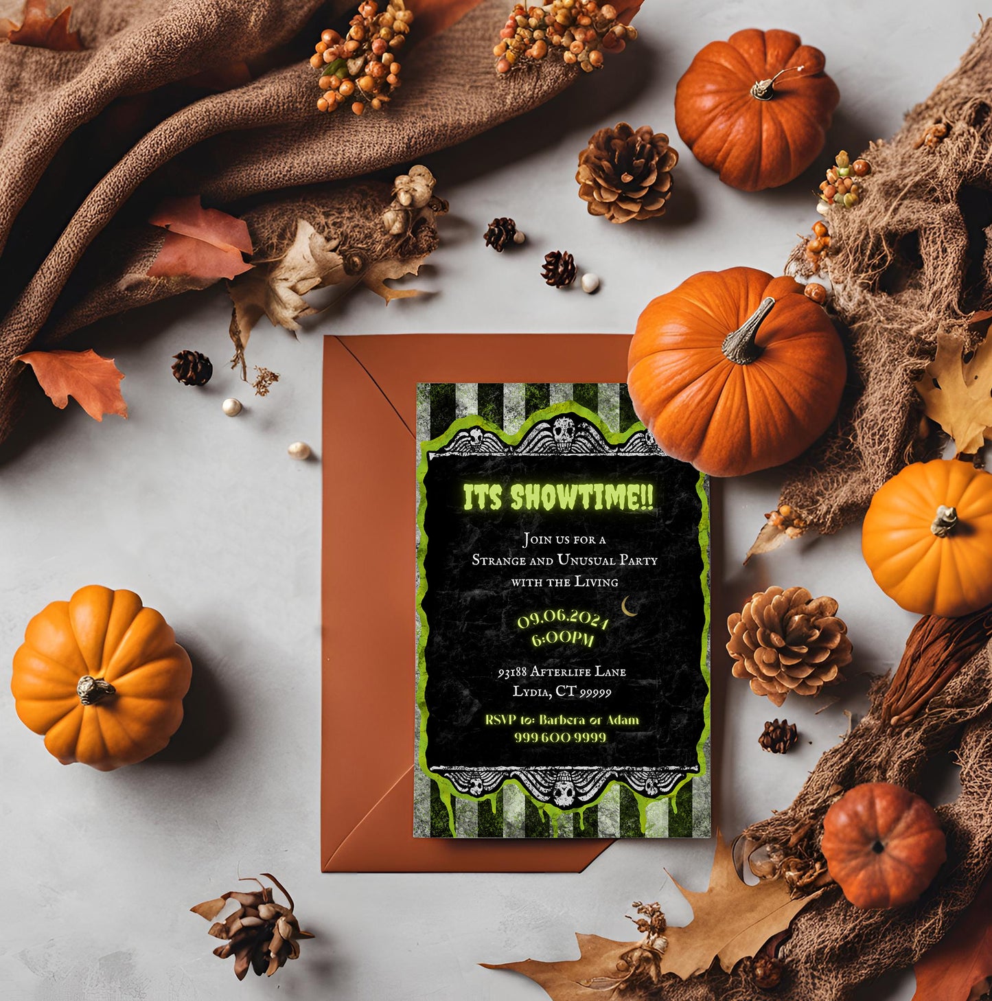 Showtime Party Invitation | Beetle | Spooky Invitation | Halloween Party | Halloween Invite | Juice | Supernatural | Scary