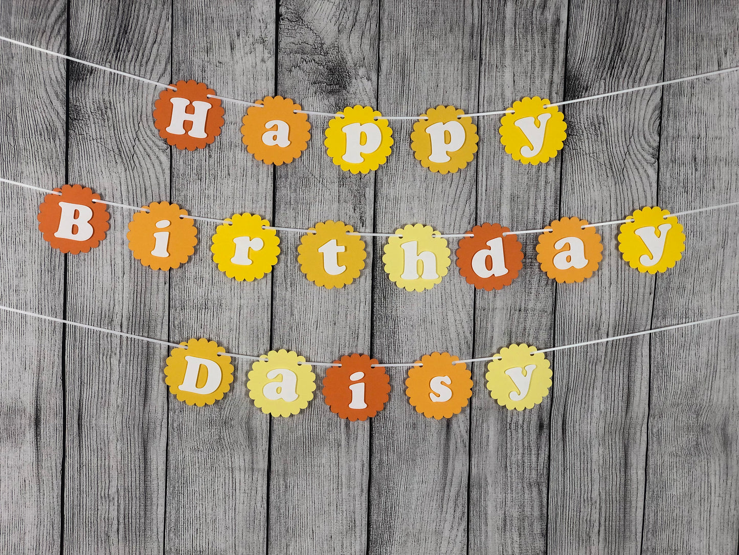 Happy Party Banner | Yellow Party Banner | Flower Garland | Sunshine | Daisy | Ombre Banner