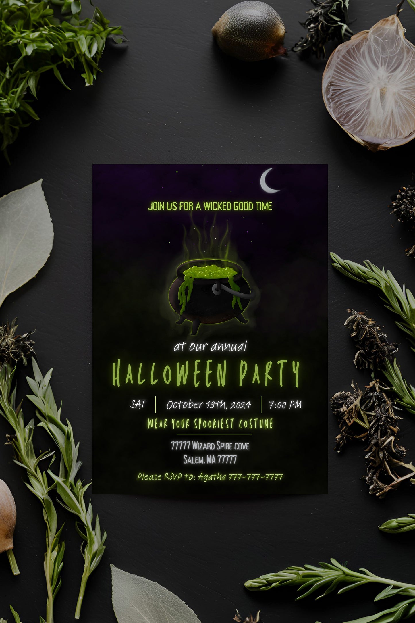 Witch Party Invitation | Halloween Invitation | Halloween Invite | Cauldron | Spooky | Halloween | October | Witchy | Halloween Party |