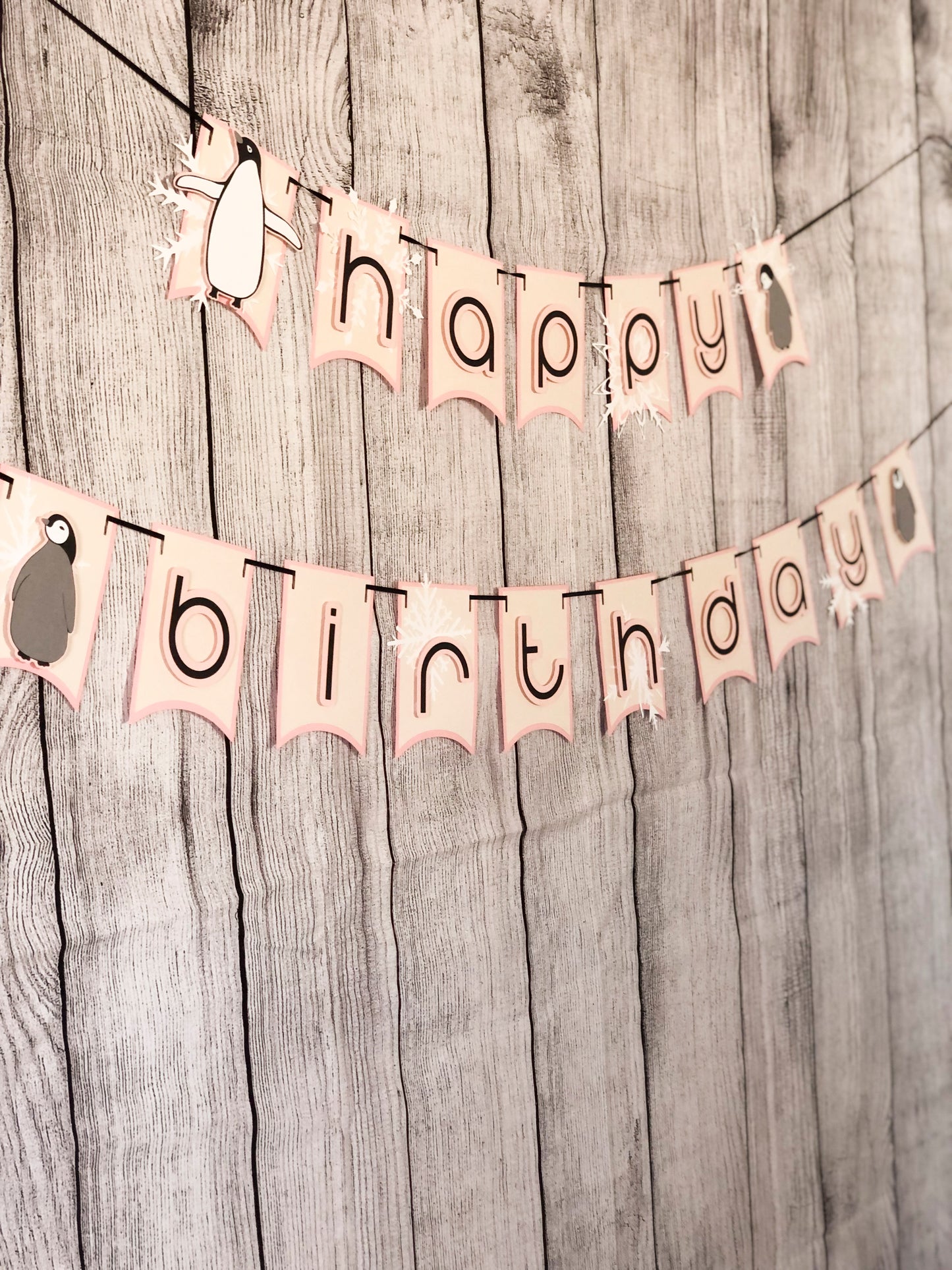 Penguin Party Banner Pink | Penguin Garland | Penguin Banner | Pink Penguin | Penguin Party