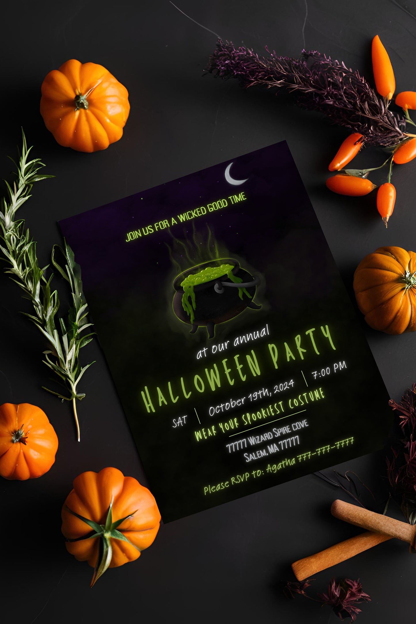 Witch Party Invitation | Halloween Invitation | Halloween Invite | Cauldron | Spooky | Halloween | October | Witchy | Halloween Party |