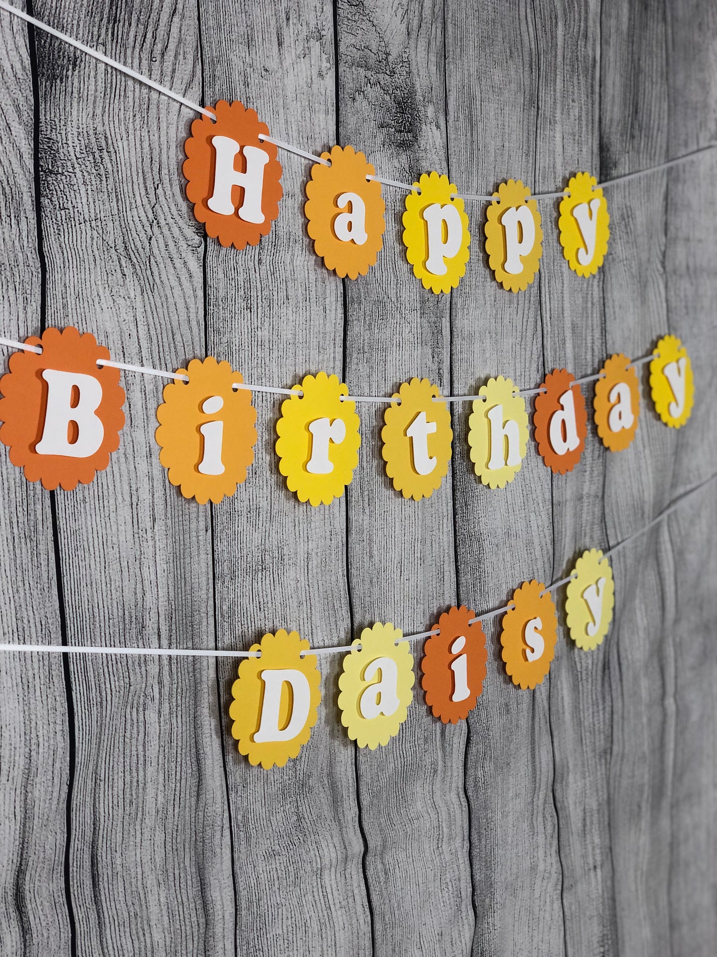 Happy Party Banner | Yellow Party Banner | Flower Garland | Sunshine | Daisy | Ombre Banner