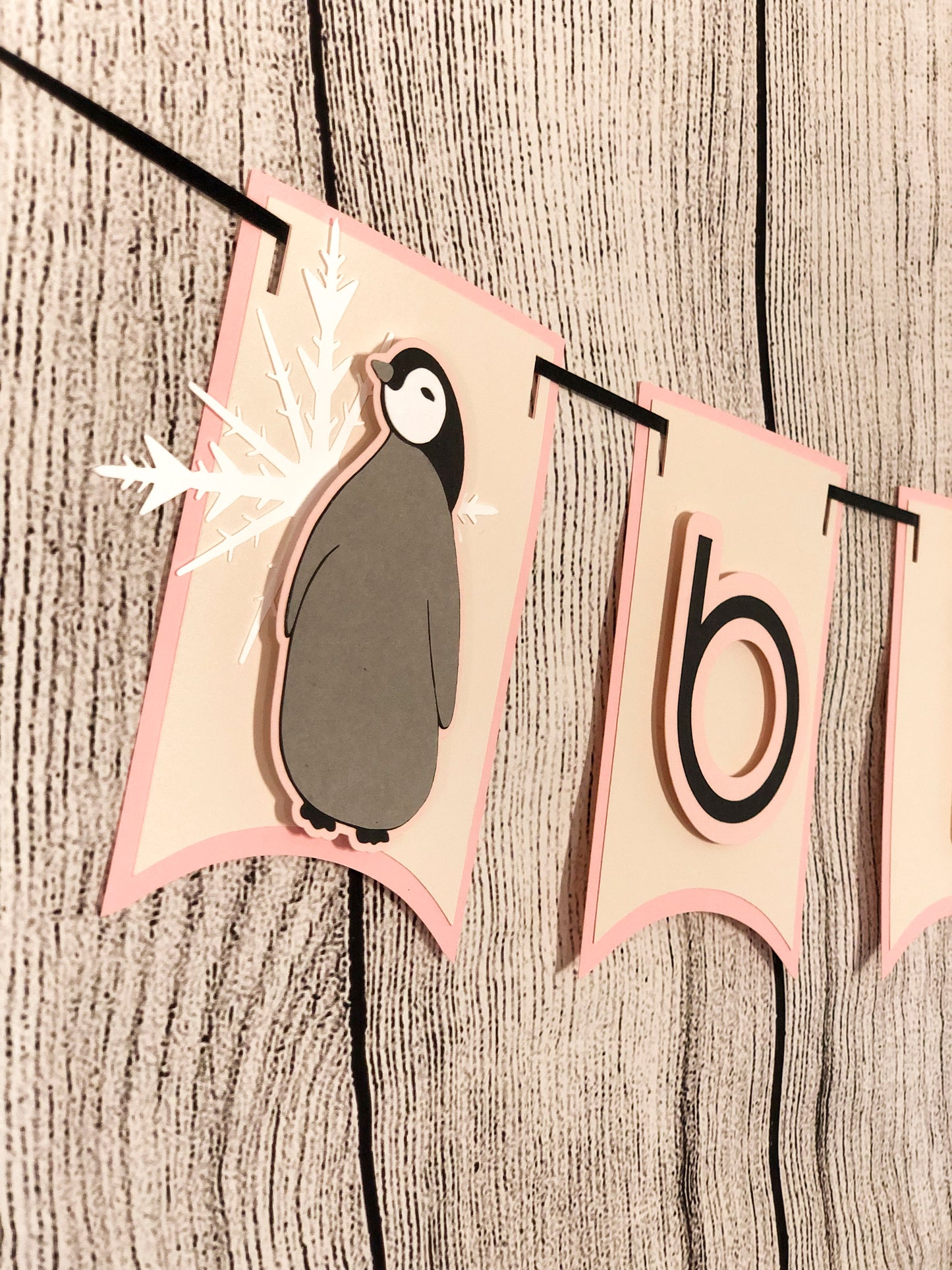 Penguin Party Banner Pink | Penguin Garland | Penguin Banner | Pink Penguin | Penguin Party