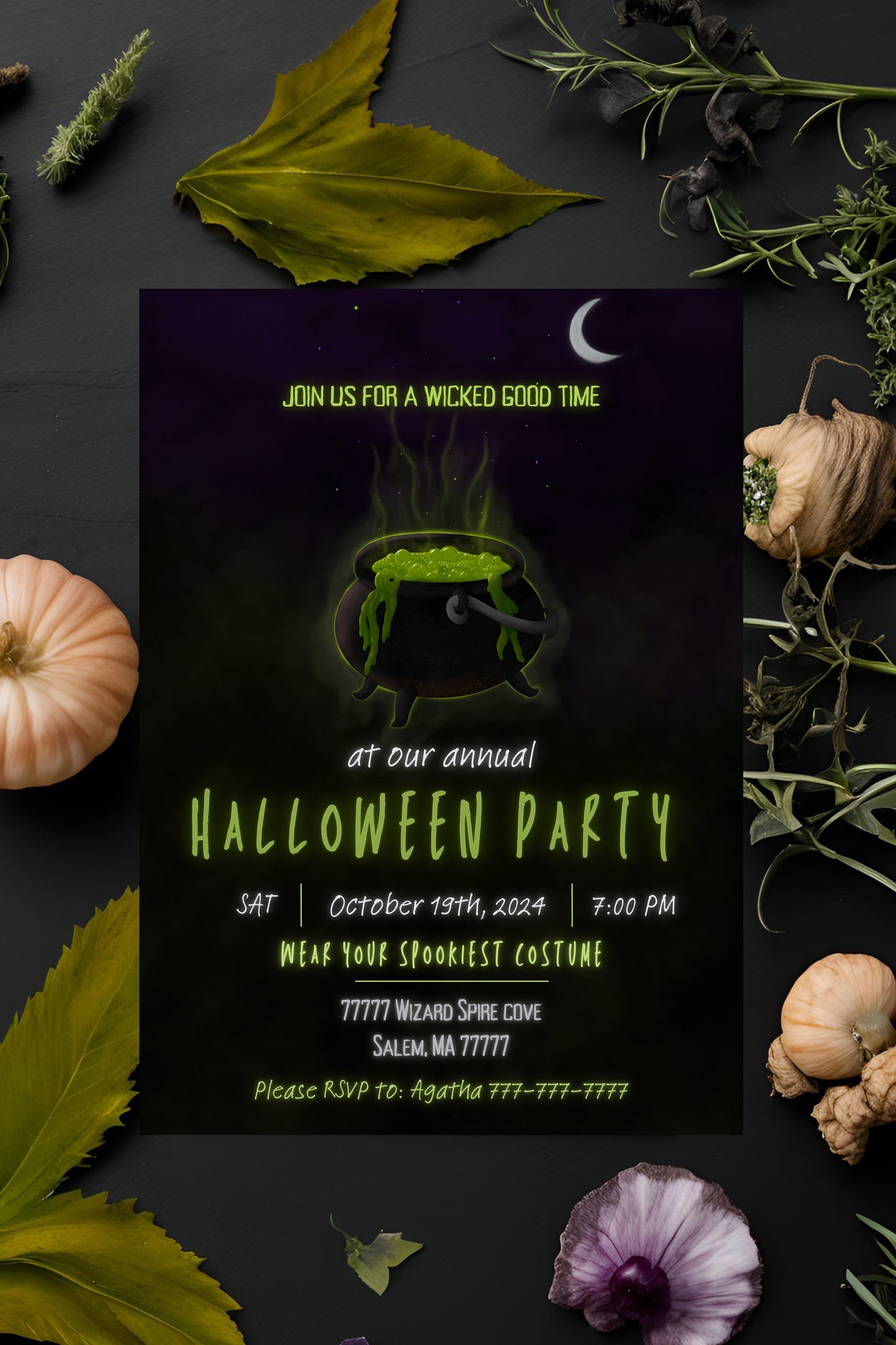 Witch Party Invitation | Halloween Invitation | Halloween Invite | Cauldron | Spooky | Halloween | October | Witchy | Halloween Party |