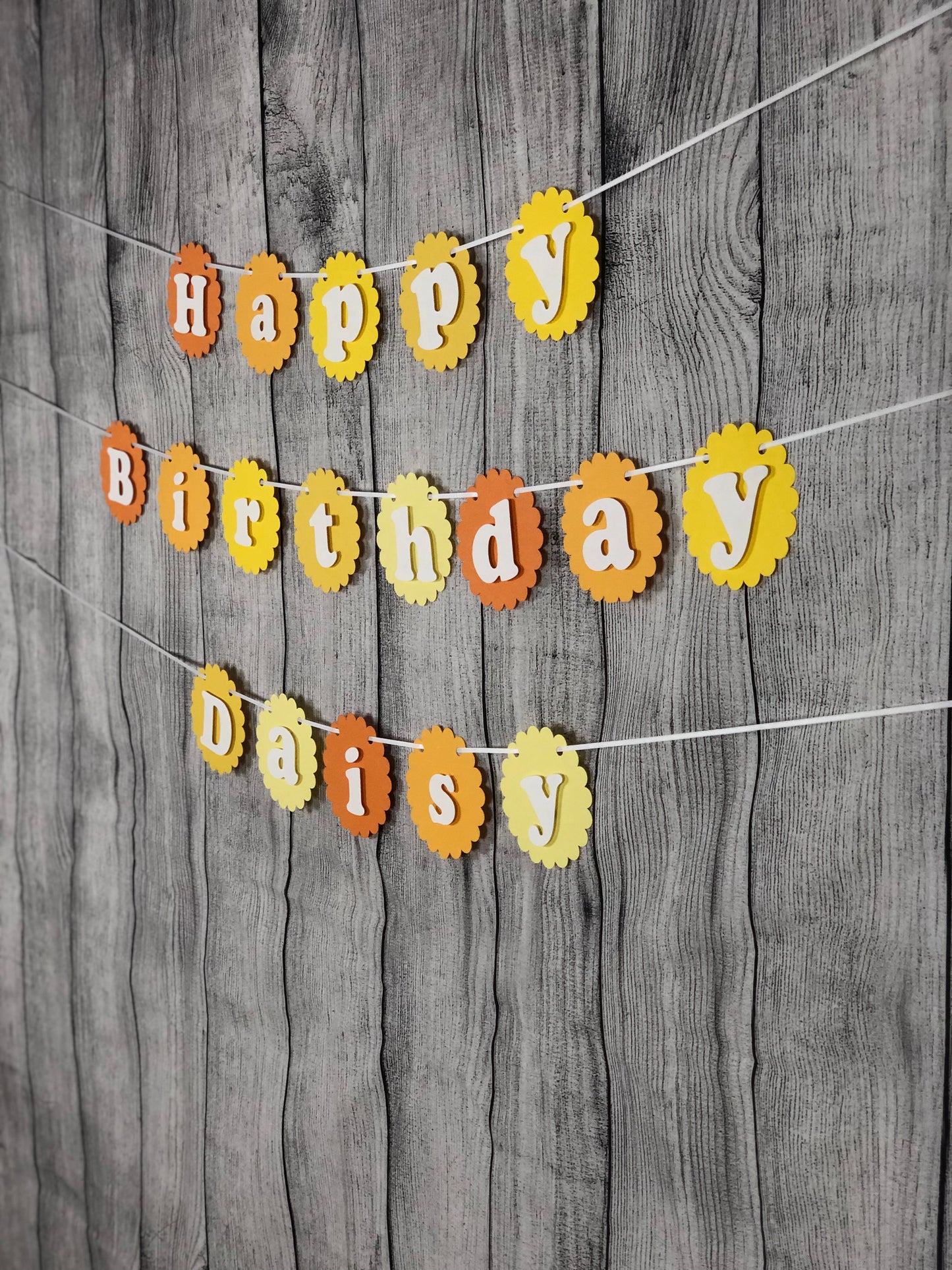 Happy Party Banner | Yellow Party Banner | Flower Garland | Sunshine | Daisy | Ombre Banner