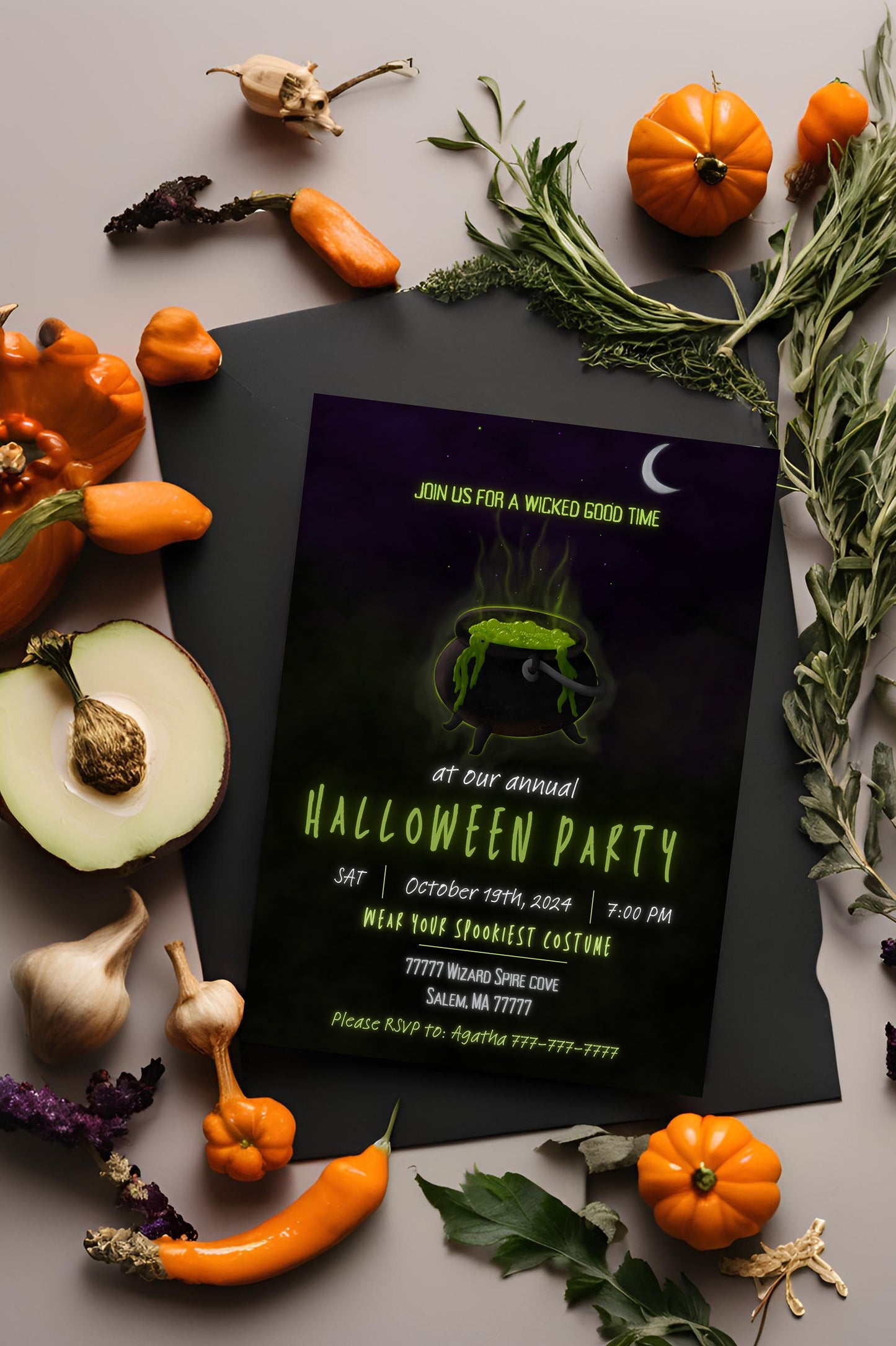 Witch Party Invitation | Halloween Invitation | Halloween Invite | Cauldron | Spooky | Halloween | October | Witchy | Halloween Party |