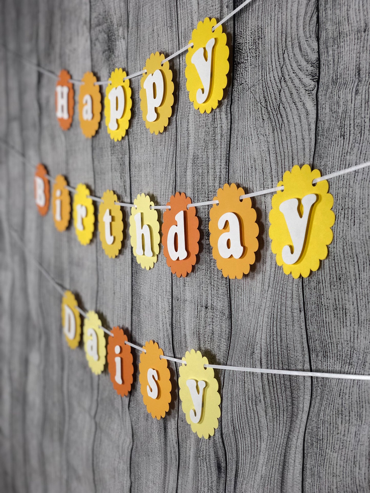 Happy Party Banner | Yellow Party Banner | Flower Garland | Sunshine | Daisy | Ombre Banner