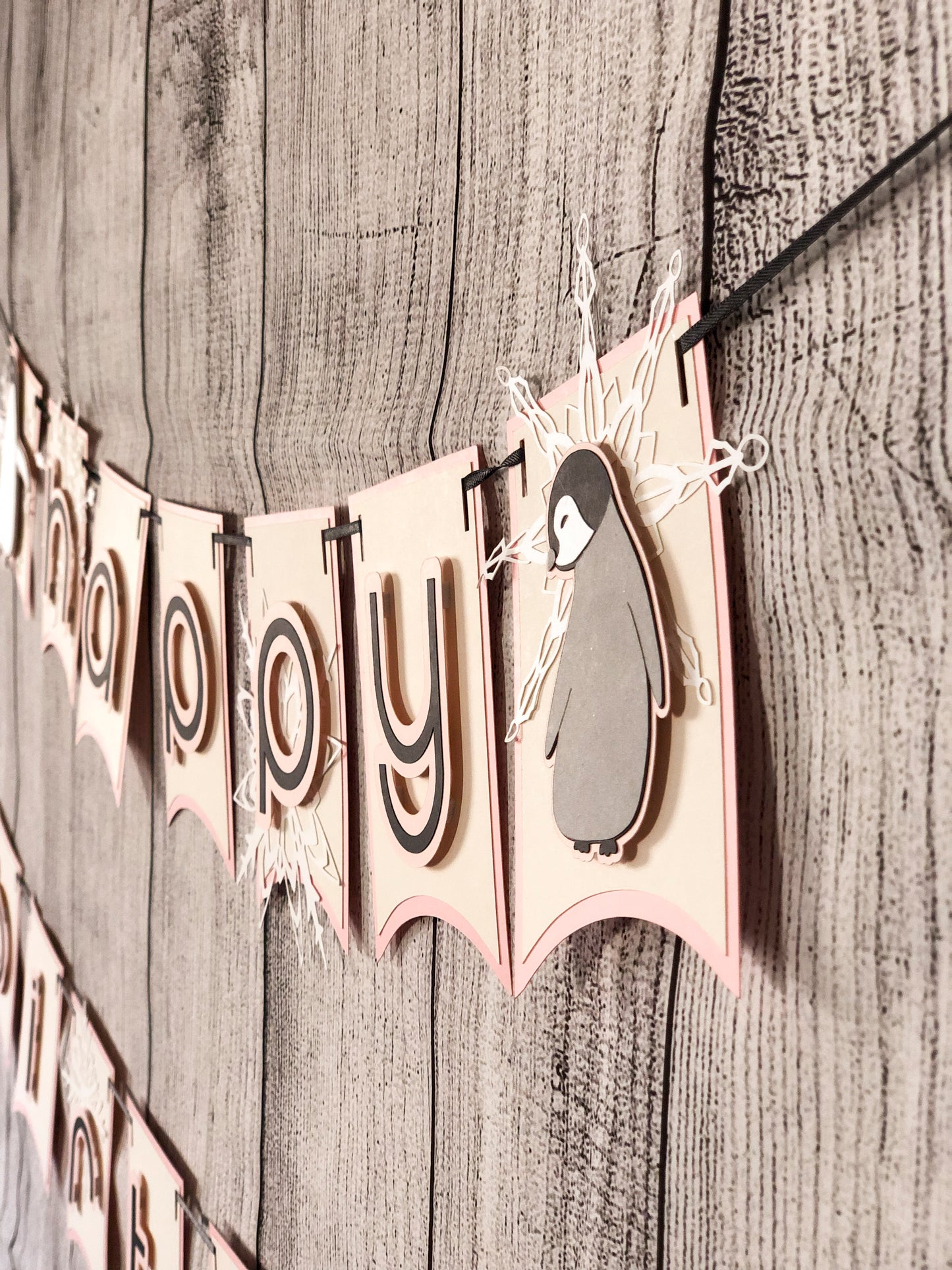 Penguin Party Banner Pink | Penguin Garland | Penguin Banner | Pink Penguin | Penguin Party