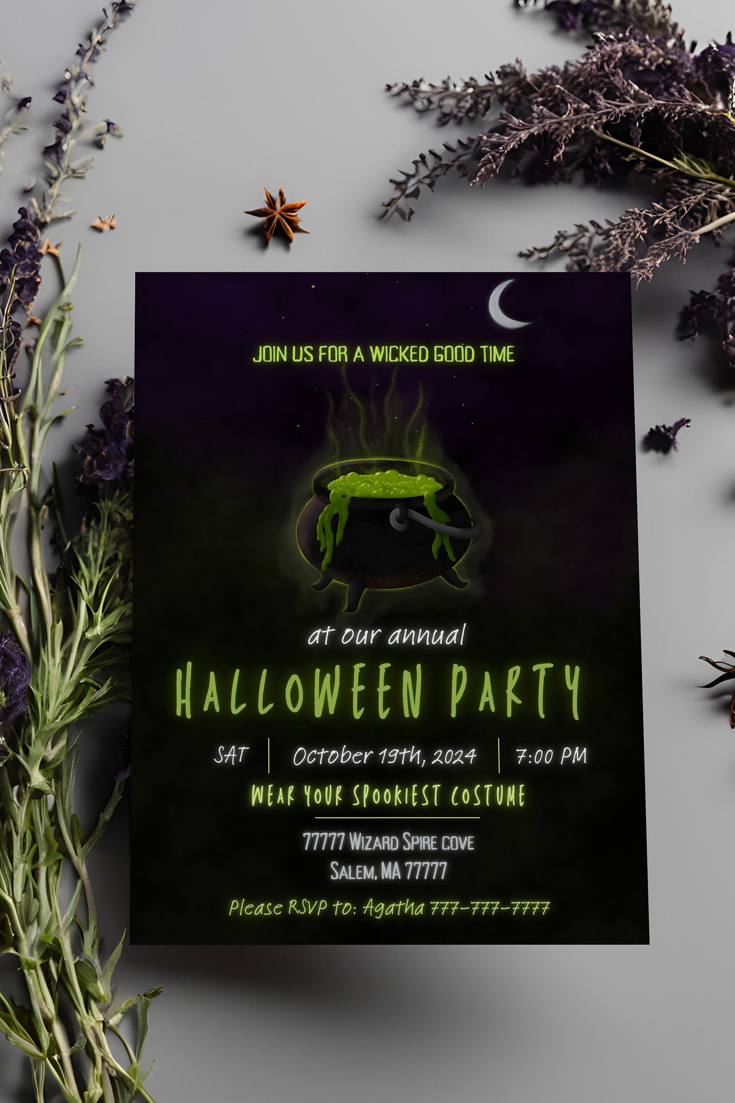 Witch Party Invitation | Halloween Invitation | Halloween Invite | Cauldron | Spooky | Halloween | October | Witchy | Halloween Party |