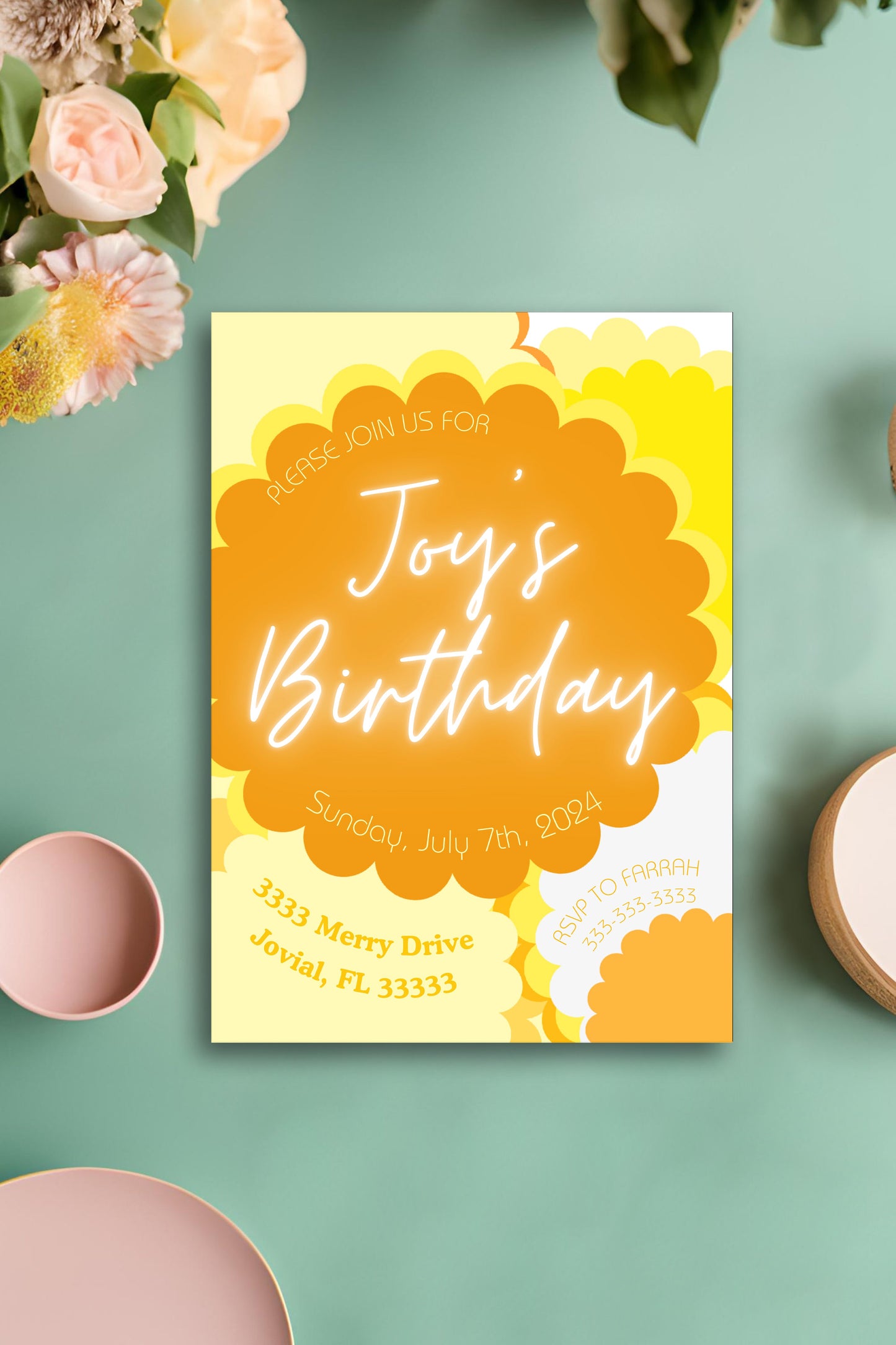 Happy Theme Party Banner | Daisy Party | Sunshine Party | Yellow and Orange Banner | Birthday | Baby Shower | Bridal Shower | Summer| Spring