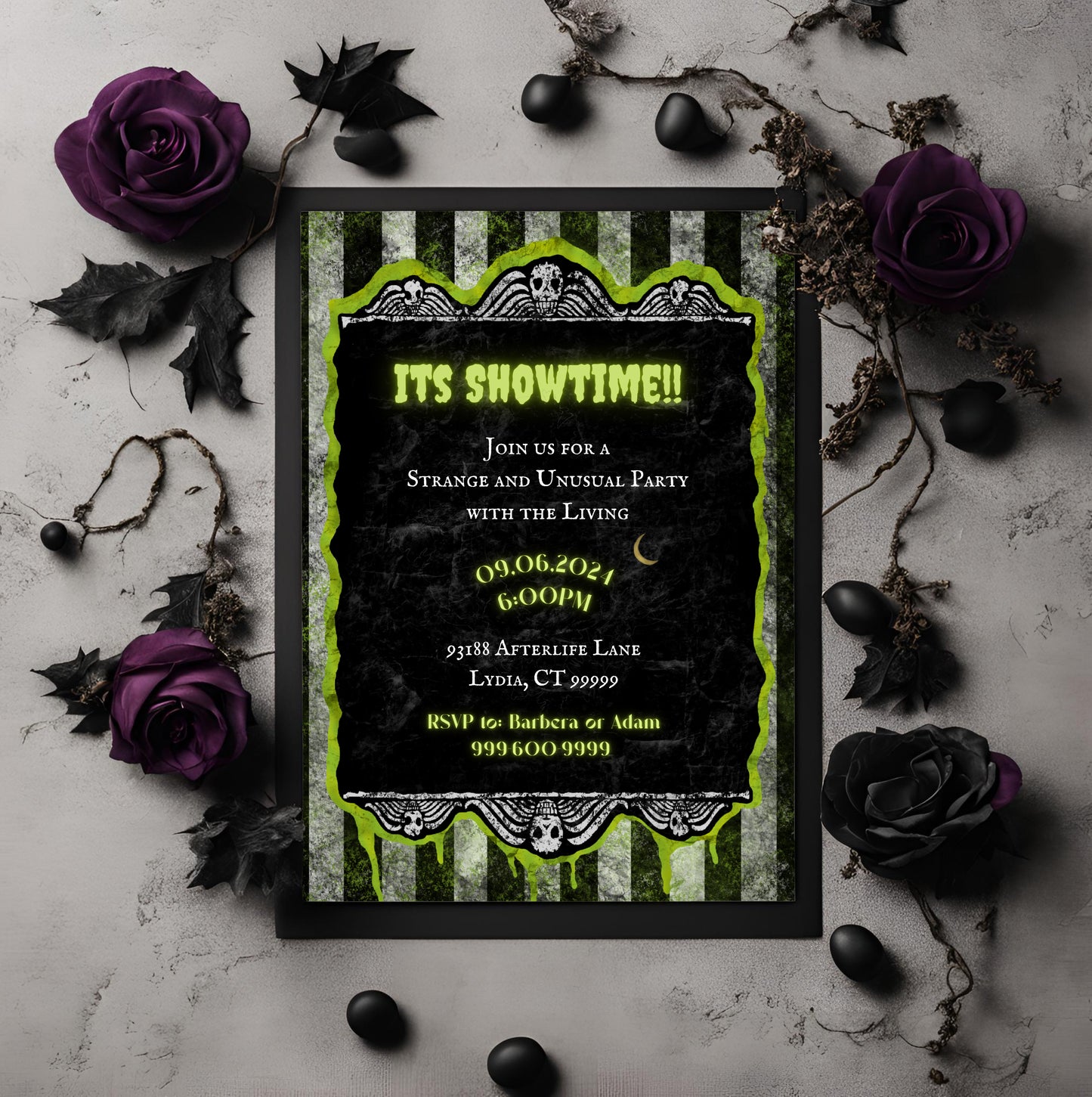 Showtime Party Invitation | Beetle | Spooky Invitation | Halloween Party | Halloween Invite | Juice | Supernatural | Scary