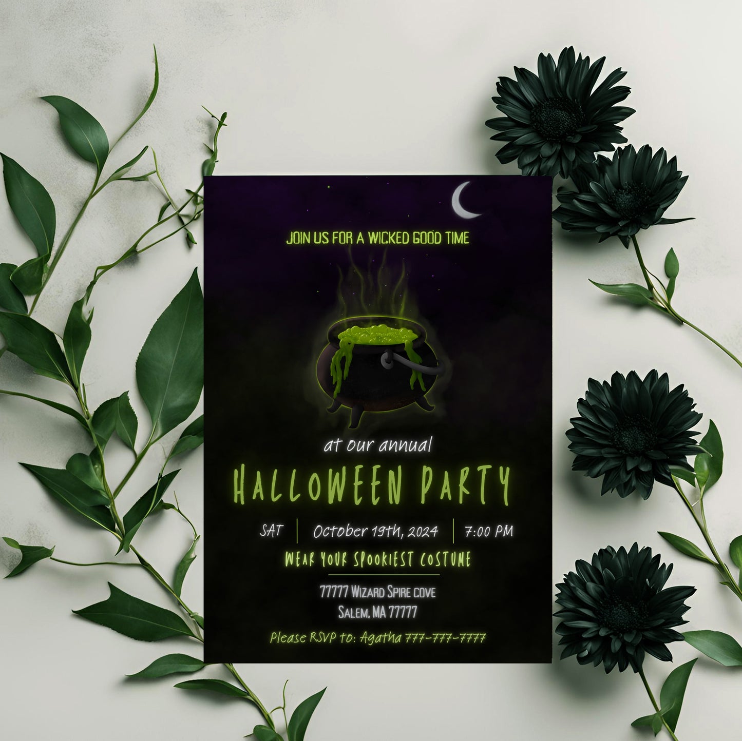 Witch Party Invitation | Halloween Invitation | Halloween Invite | Cauldron | Spooky | Halloween | October | Witchy | Halloween Party |