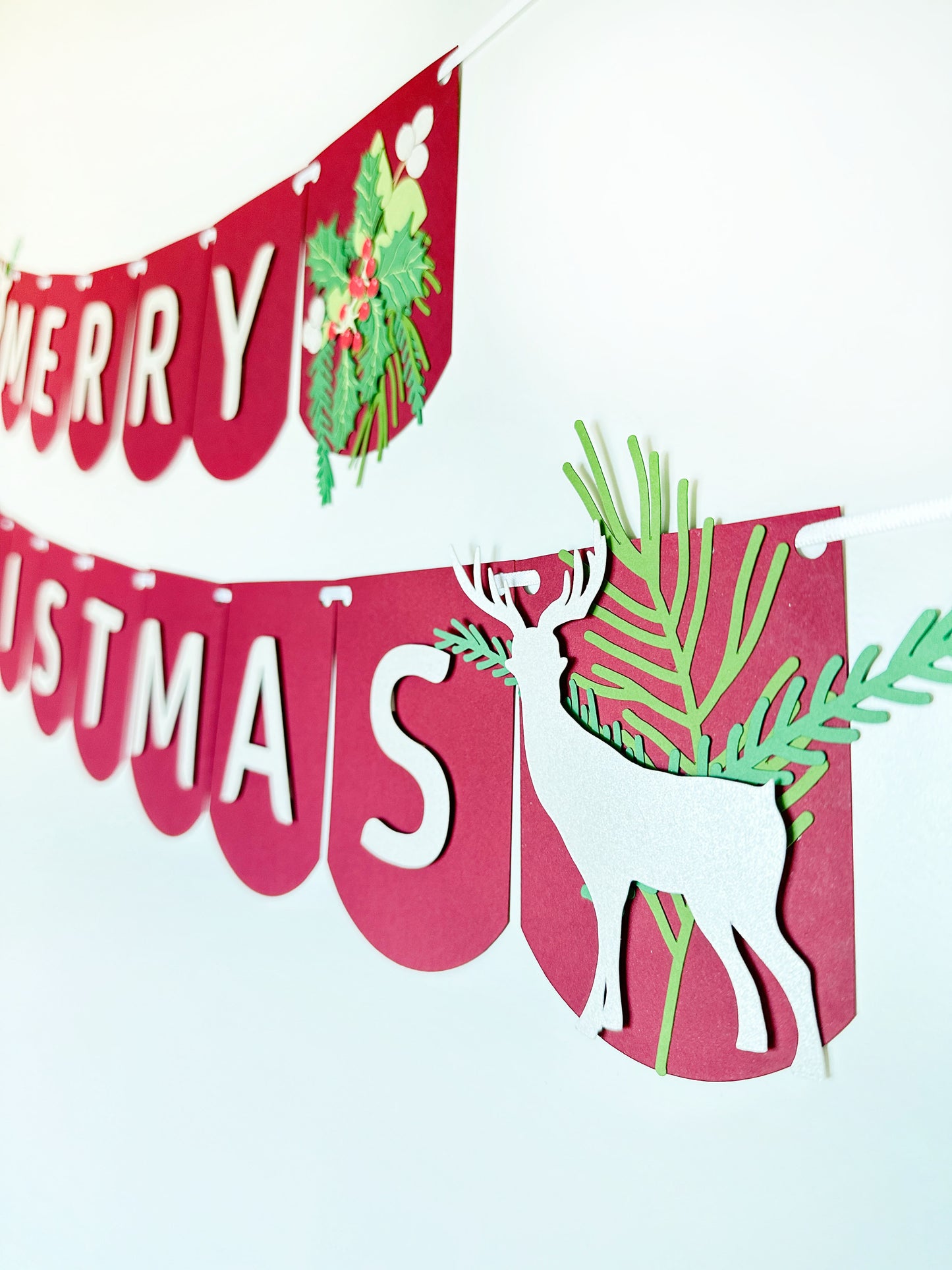 Christmas Deer Banner | Christmas Deer Garland | Christmas Deer | Merry Christmas | Holiday Decor | Christmas Decor | Holly | Holiday Party