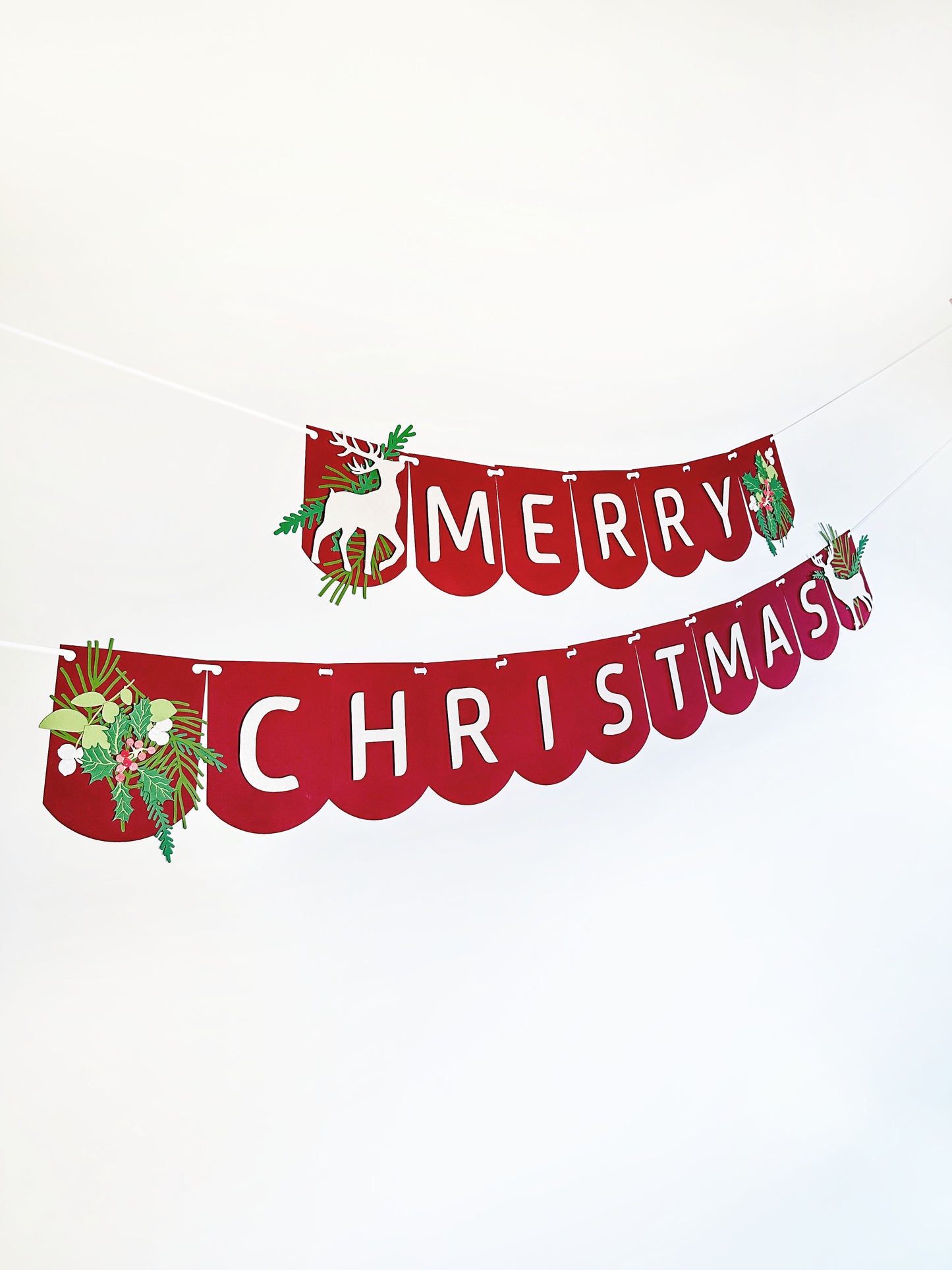 Christmas Deer Banner | Christmas Deer Garland | Christmas Deer | Merry Christmas | Holiday Decor | Christmas Decor | Holly | Holiday Party