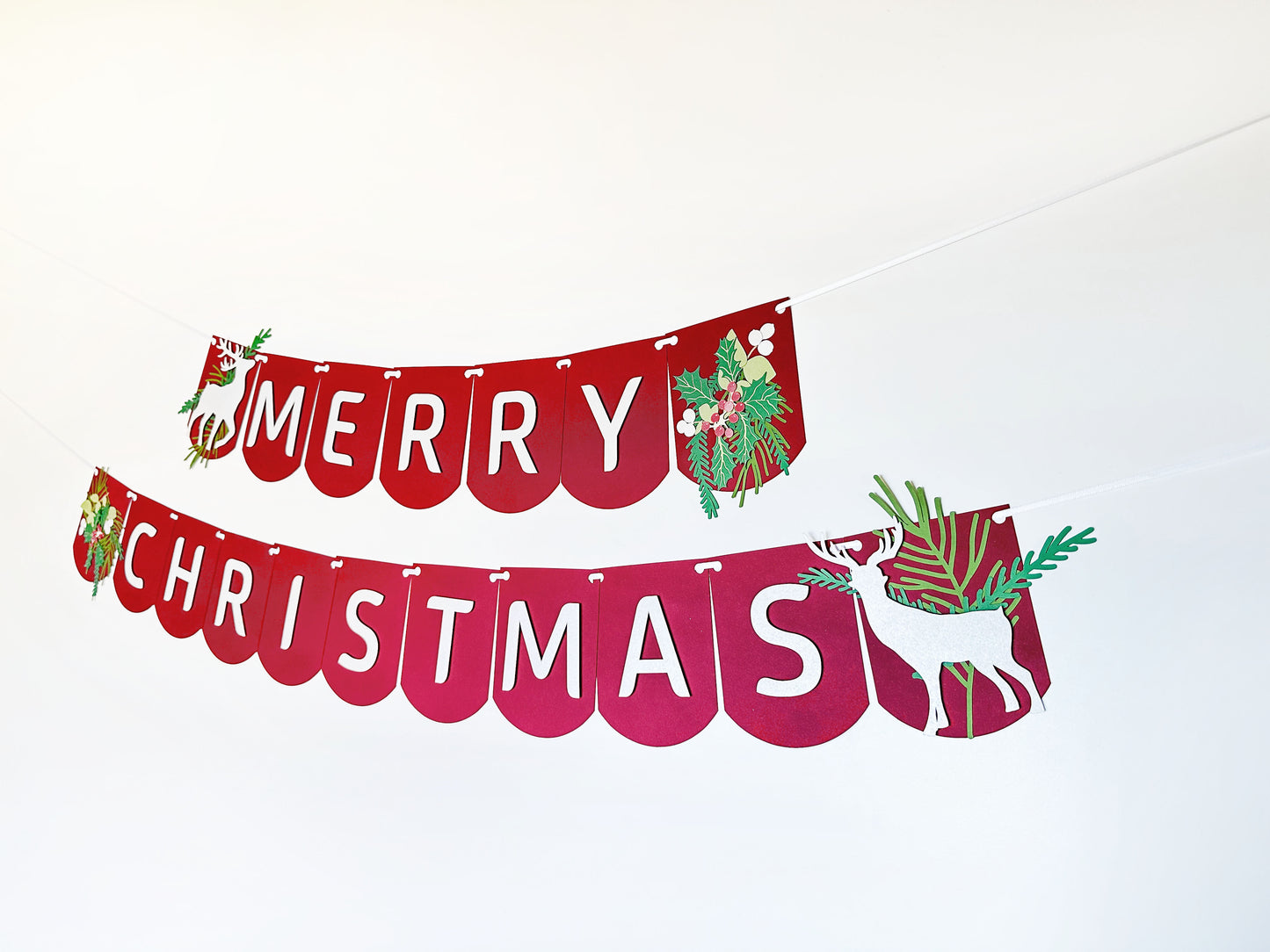 Christmas Deer Banner | Christmas Deer Garland | Christmas Deer | Merry Christmas | Holiday Decor | Christmas Decor | Holly | Holiday Party