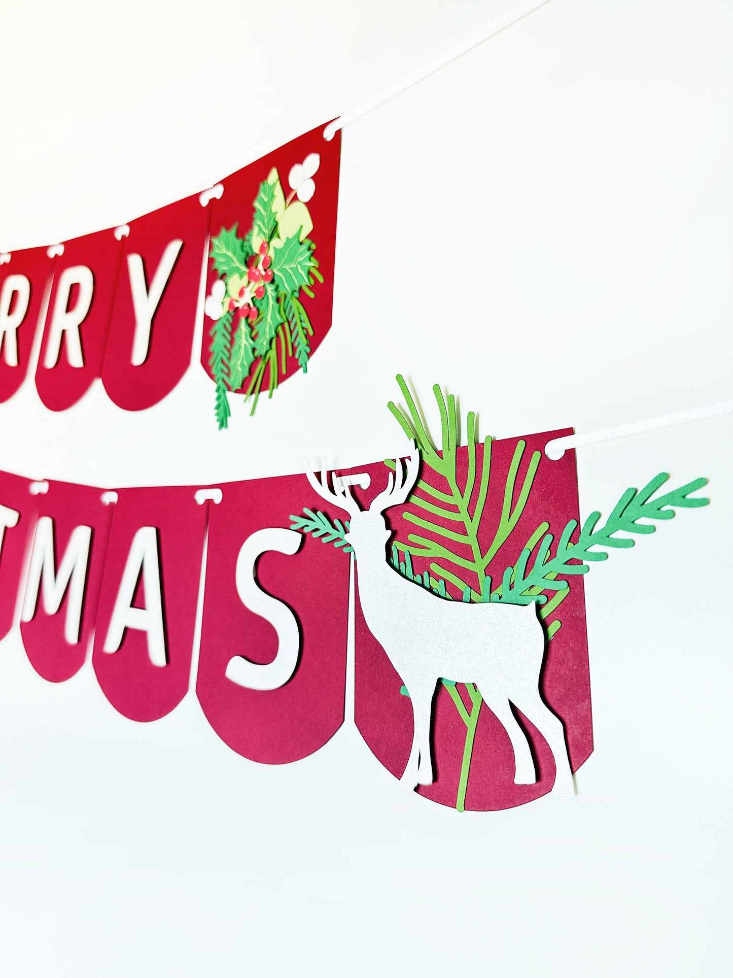 Christmas Deer Banner | Christmas Deer Garland | Christmas Deer | Merry Christmas | Holiday Decor | Christmas Decor | Holly | Holiday Party