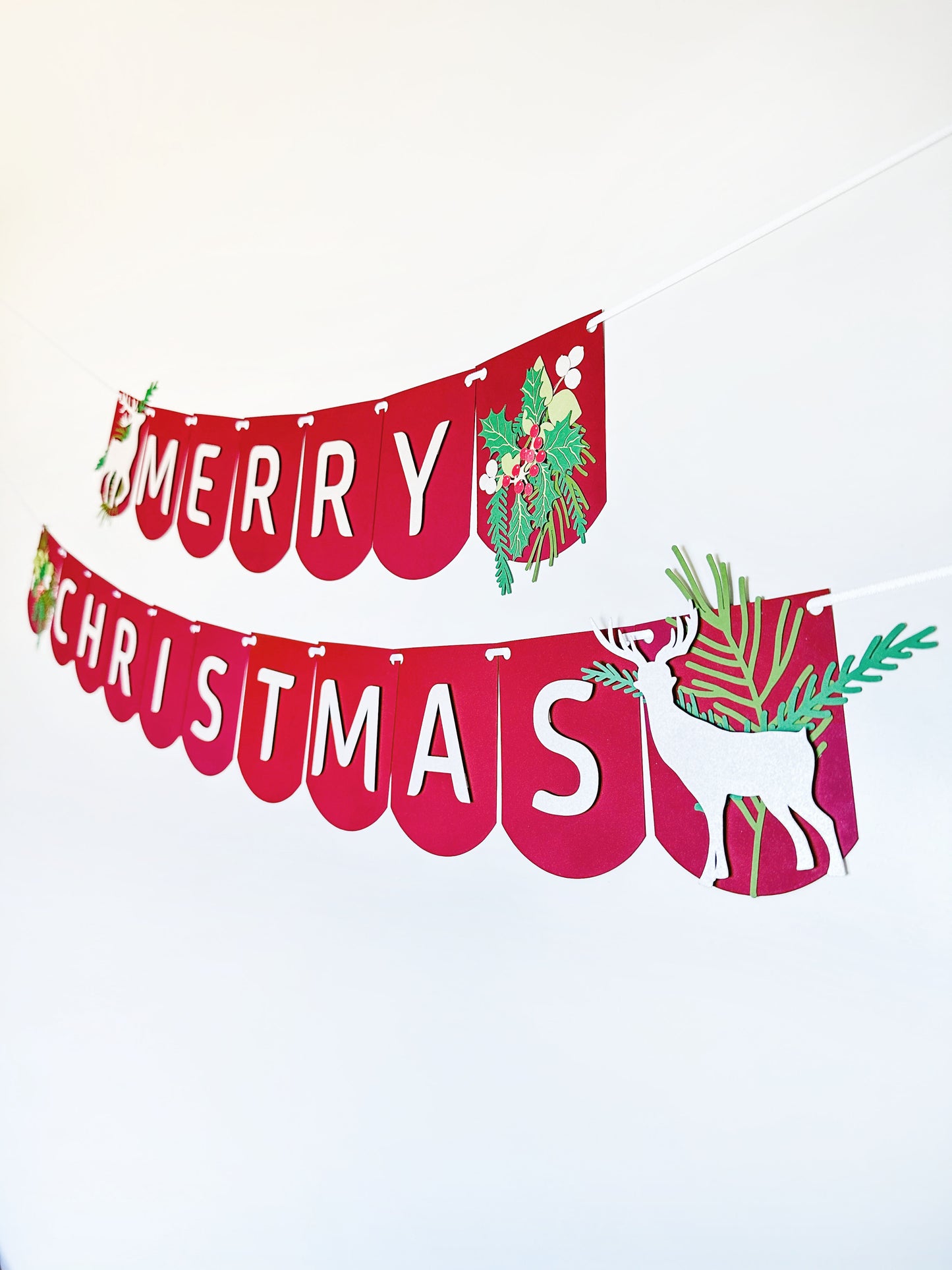 Christmas Deer Banner | Christmas Deer Garland | Christmas Deer | Merry Christmas | Holiday Decor | Christmas Decor | Holly | Holiday Party