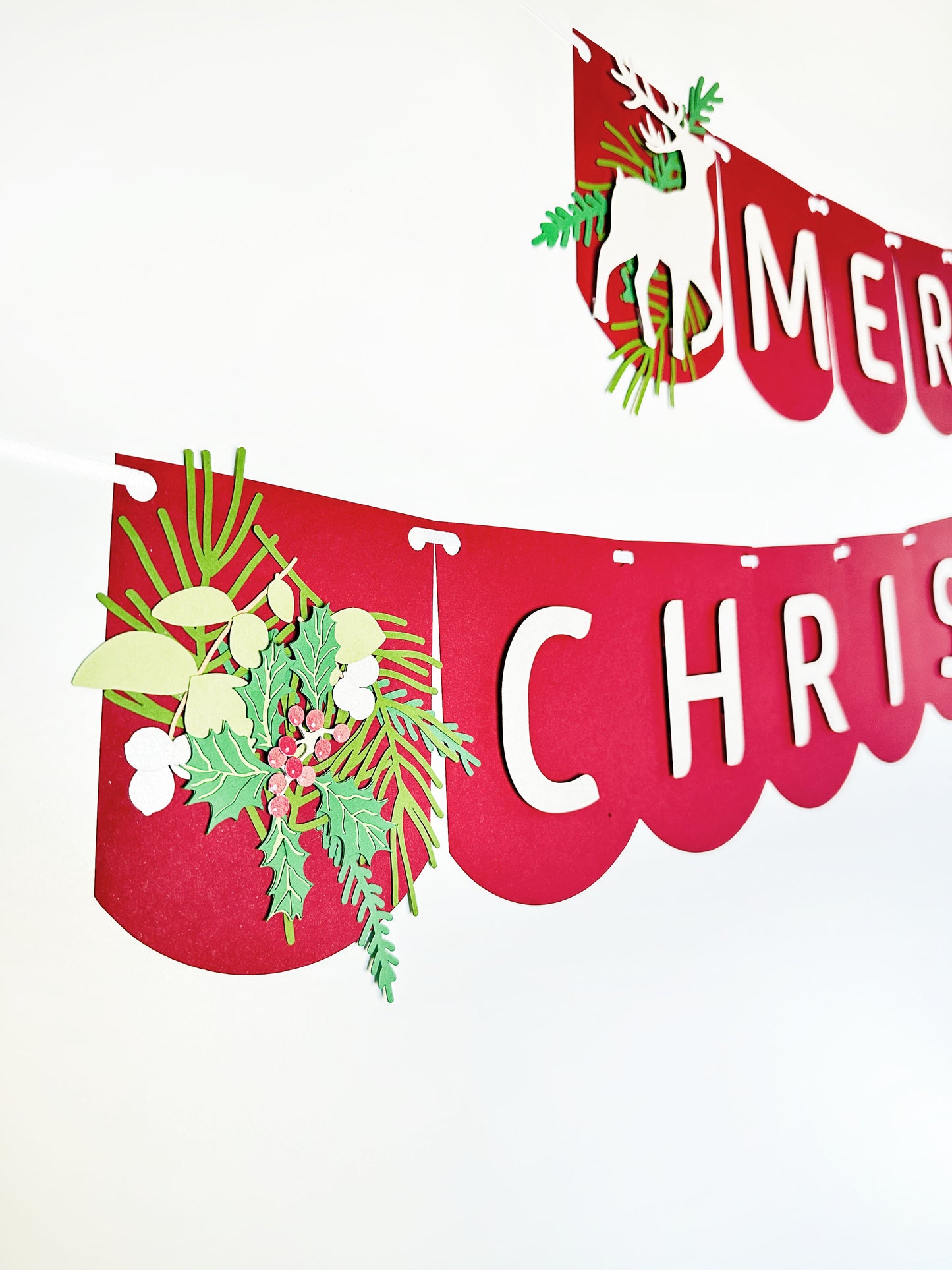 Christmas Deer Banner | Christmas Deer Garland | Christmas Deer | Merry Christmas | Holiday Decor | Christmas Decor | Holly | Holiday Party