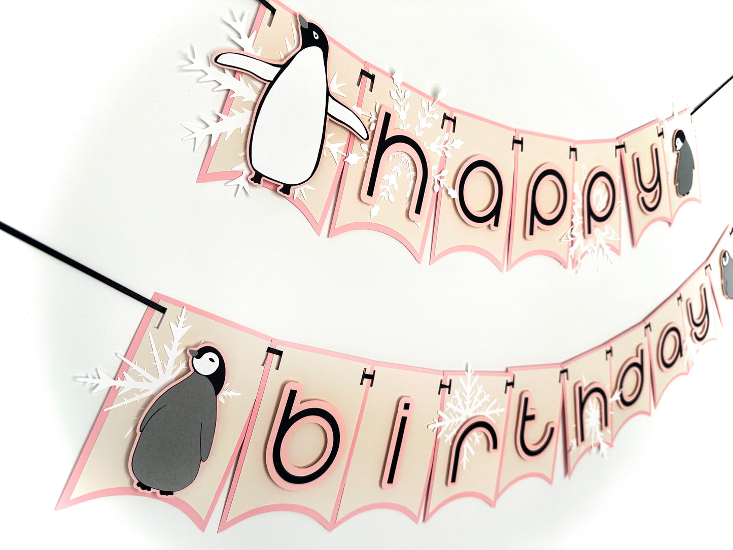 Penguin Party Banner Pink | Penguin Garland | Penguin Banner | Pink Penguin | Penguin Party