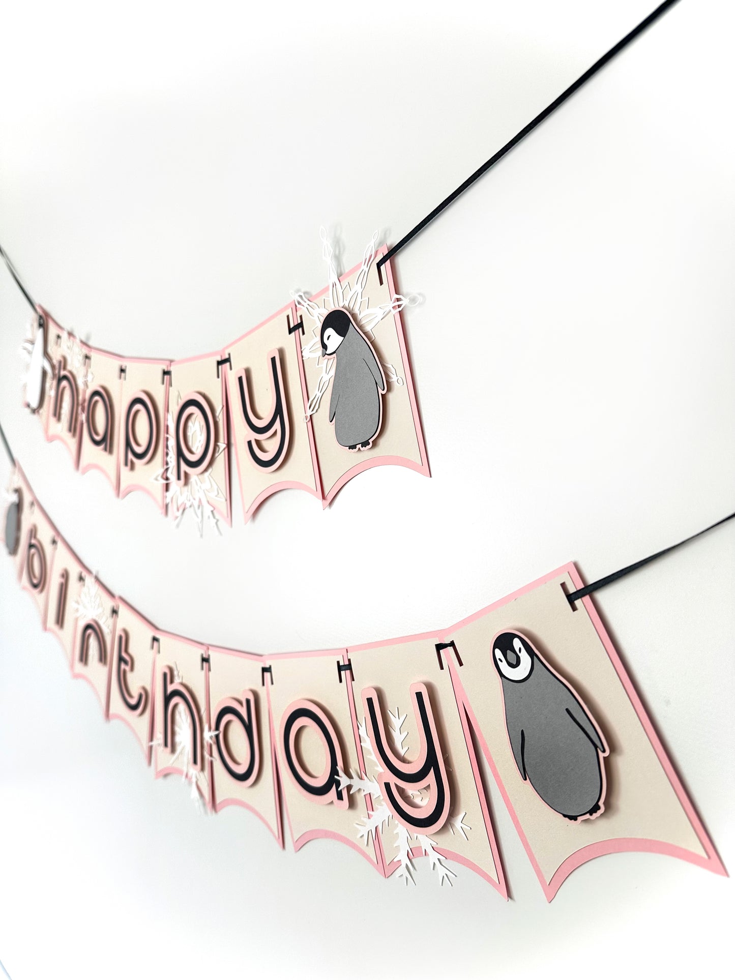 Penguin Party Banner Pink | Penguin Garland | Penguin Banner | Pink Penguin | Penguin Party