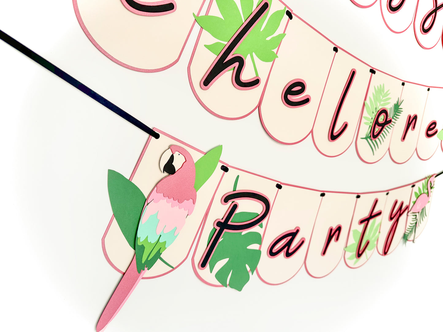 Tropical Pink Party Banner | Tropical Garland | Flamingo Banner