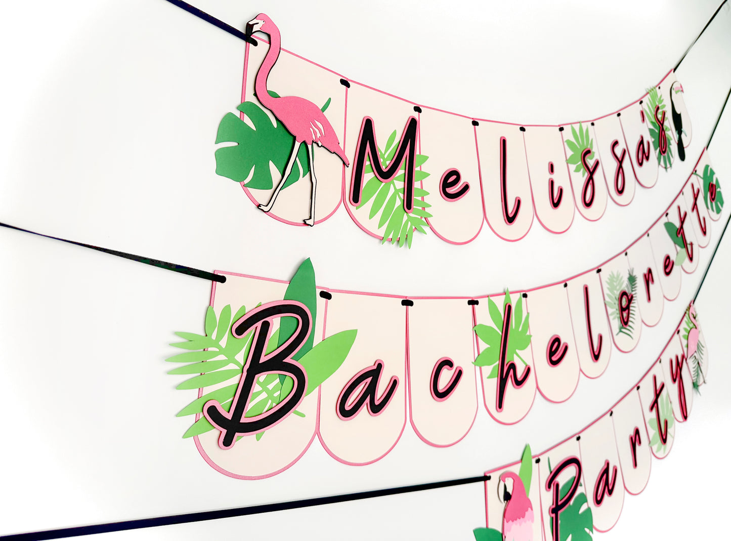 Tropical Pink Party Banner | Tropical Garland | Flamingo Banner