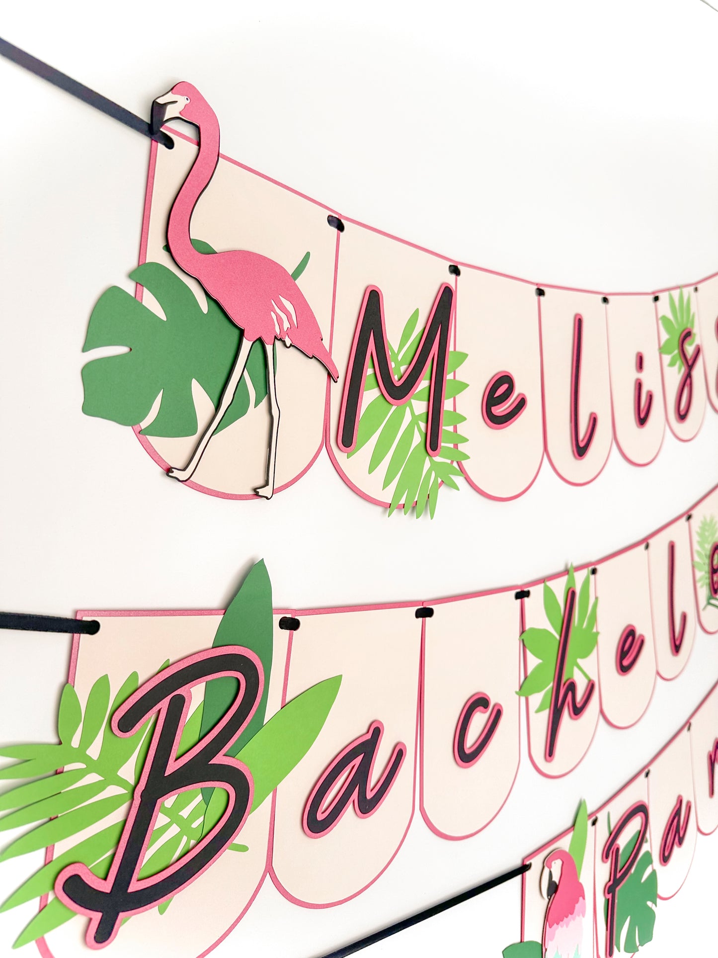 Tropical Pink Party Banner | Tropical Garland | Flamingo Banner