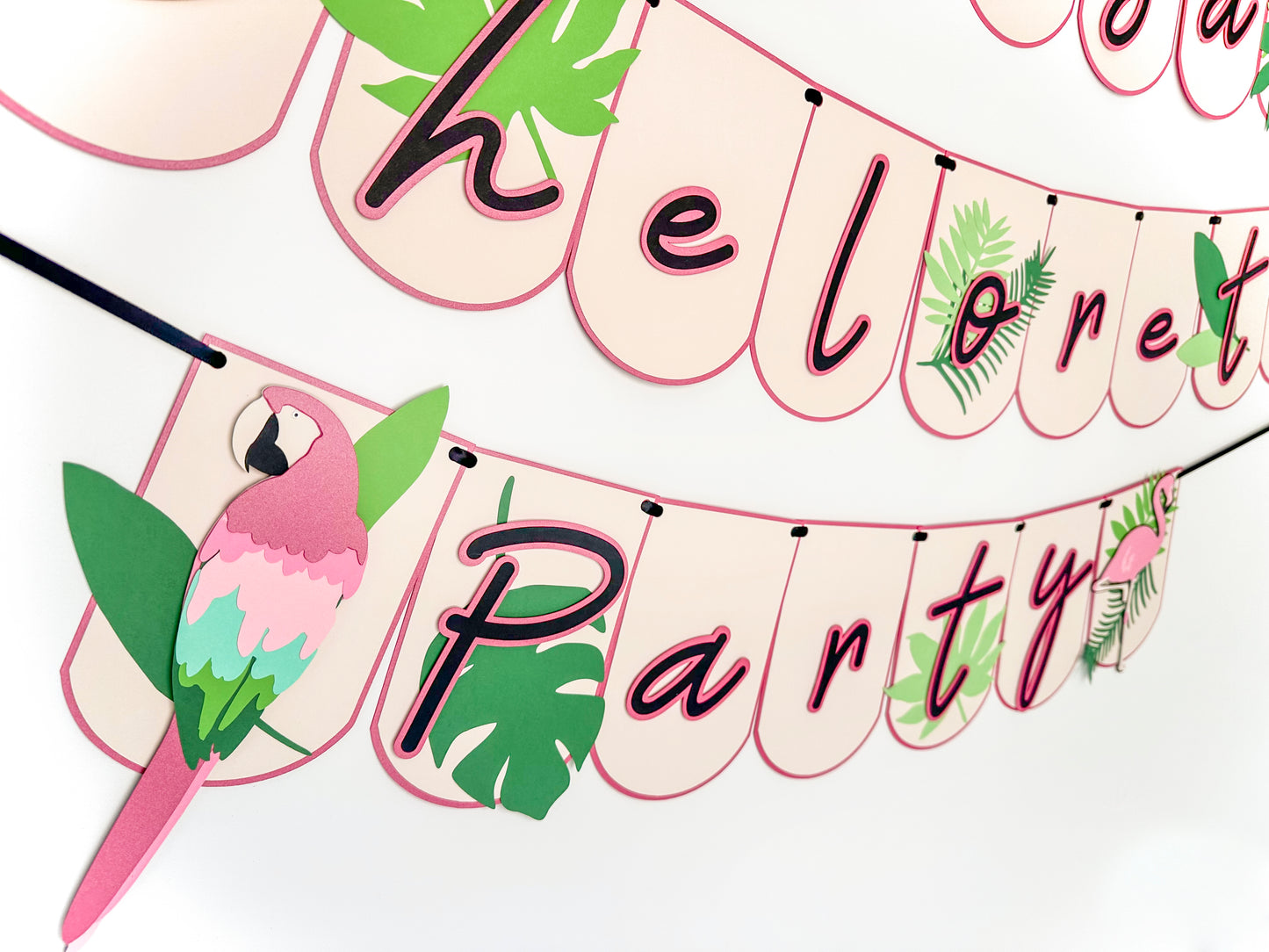 Tropical Pink Party Banner | Tropical Garland | Flamingo Banner