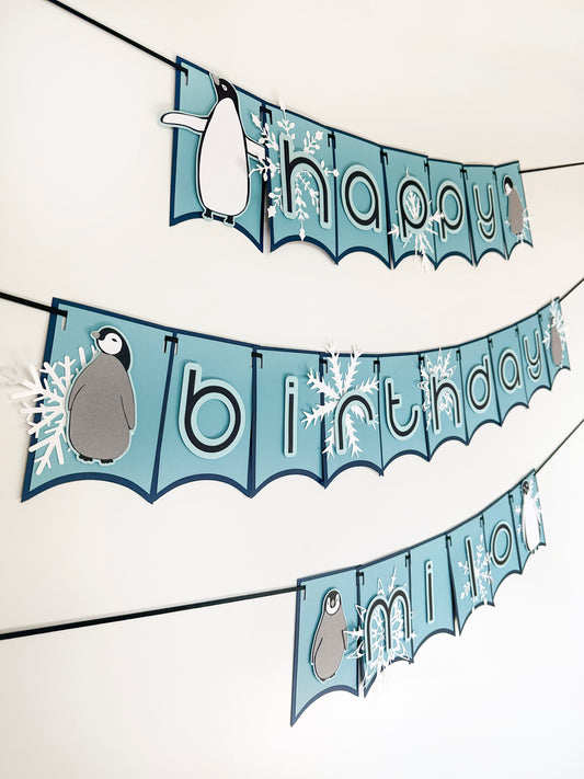 Penguin Party Banner Blue | Penguin Banner | Penguin Garland | Penguin Party