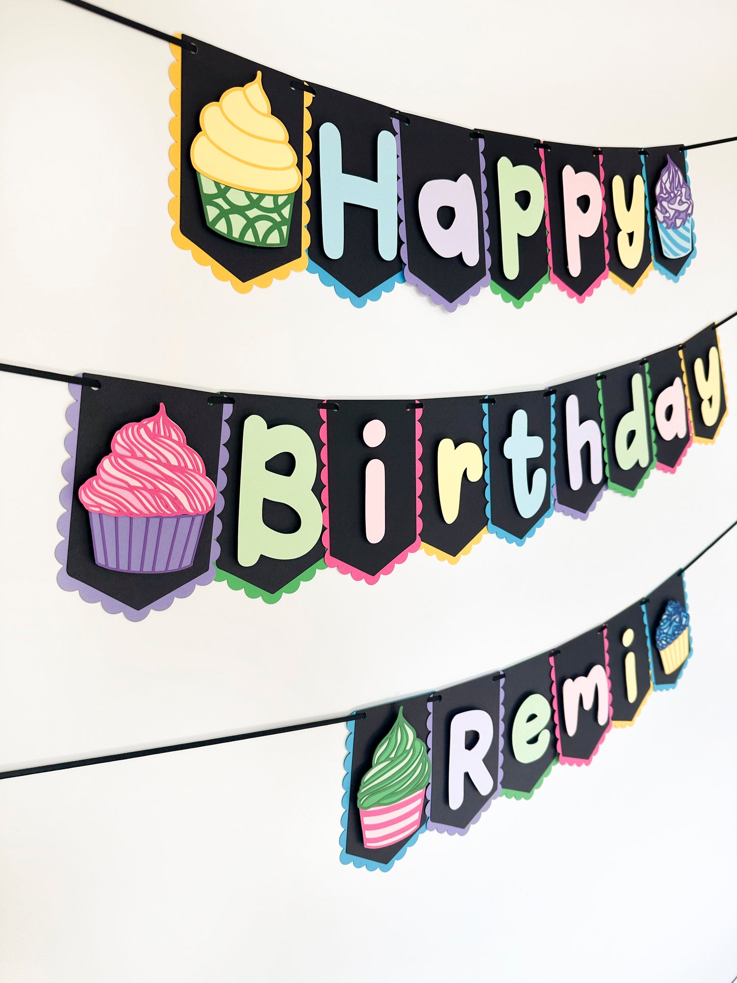 Cupcake Party Banner Dark | Cupcake Garland | Cupcake Birthday | Cupcake Decorations