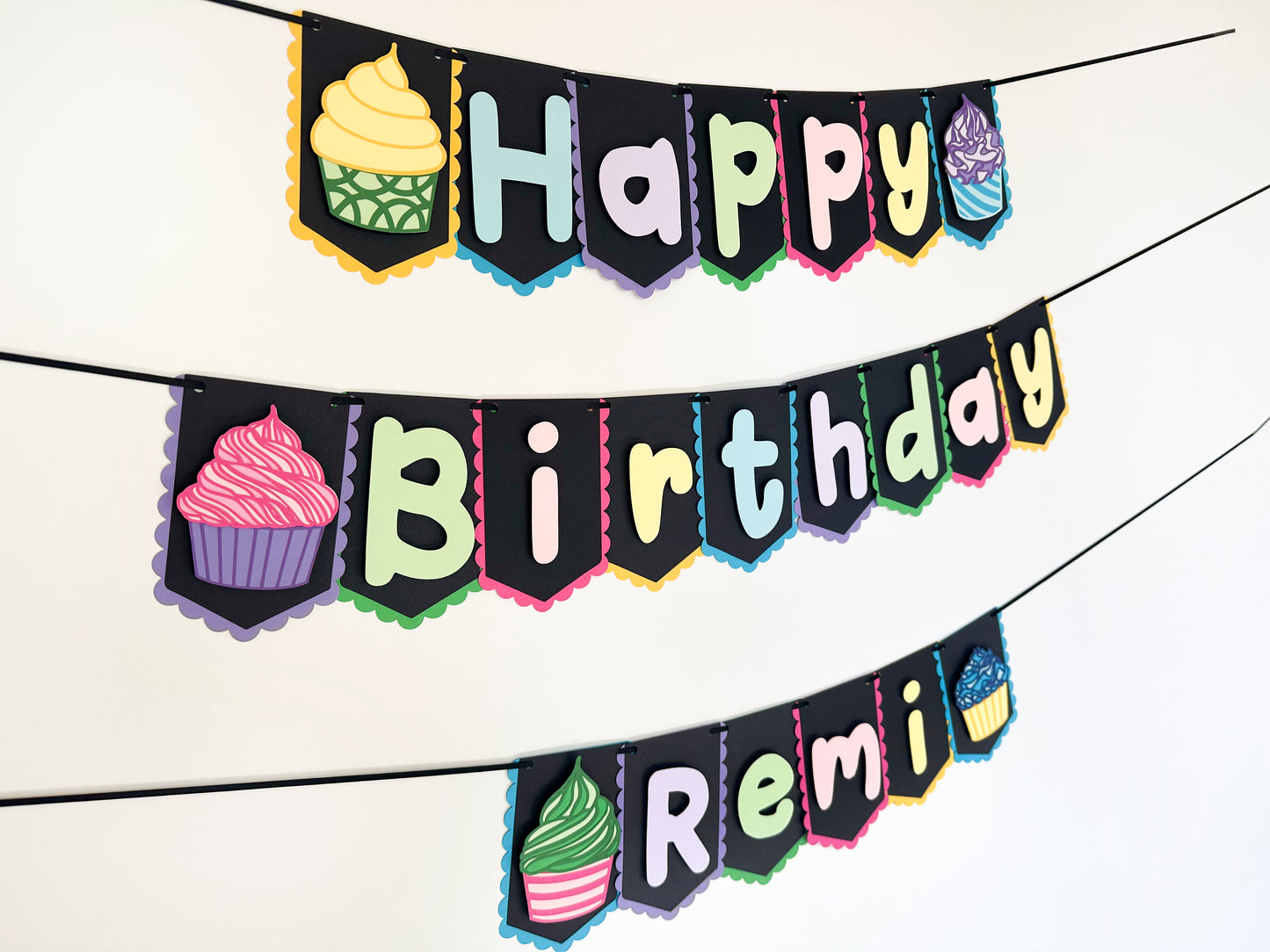 Cupcake Party Banner Dark | Cupcake Garland | Cupcake Birthday | Cupcake Decorations