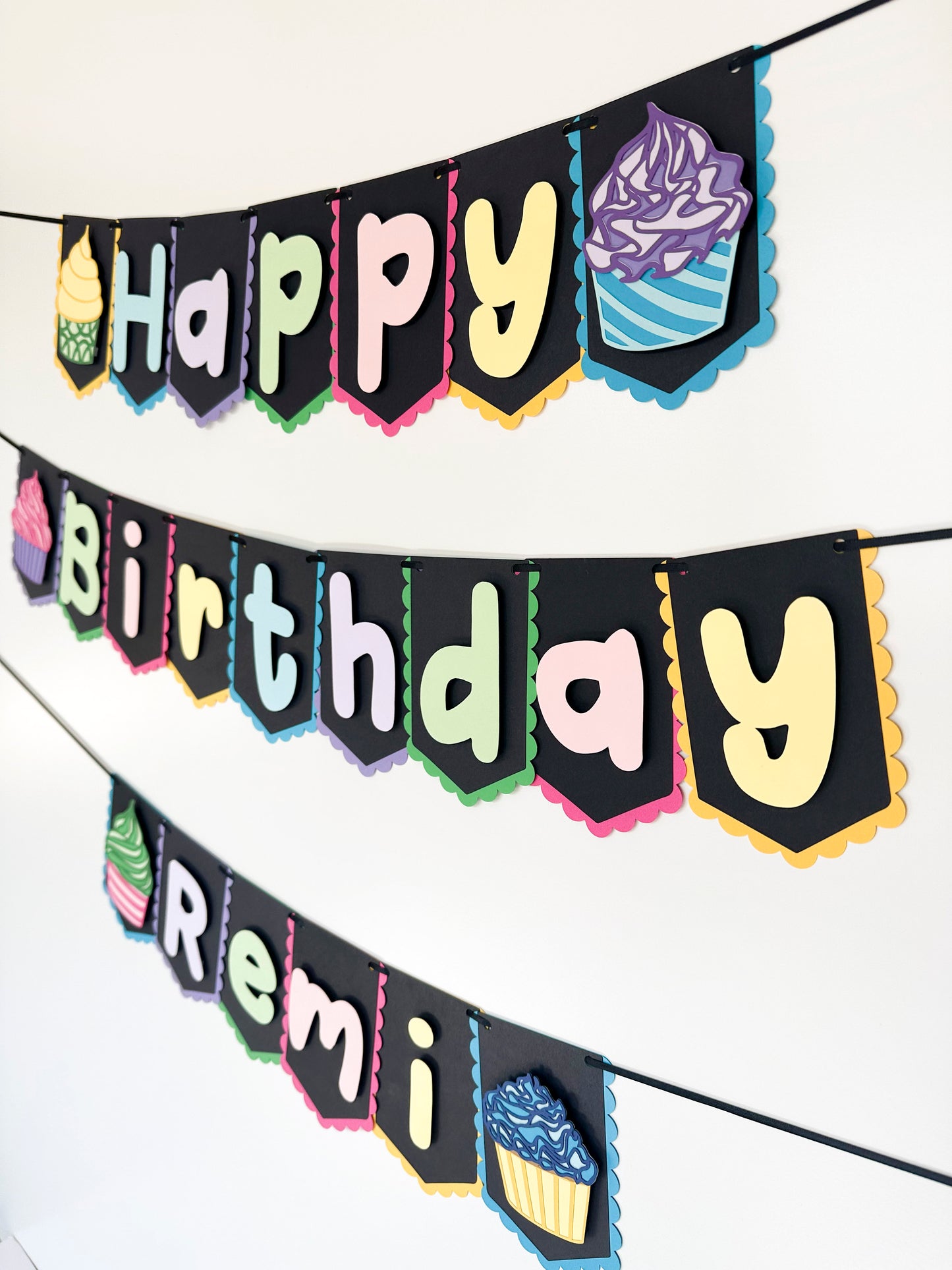 Cupcake Party Banner Dark | Cupcake Garland | Cupcake Birthday | Cupcake Decorations