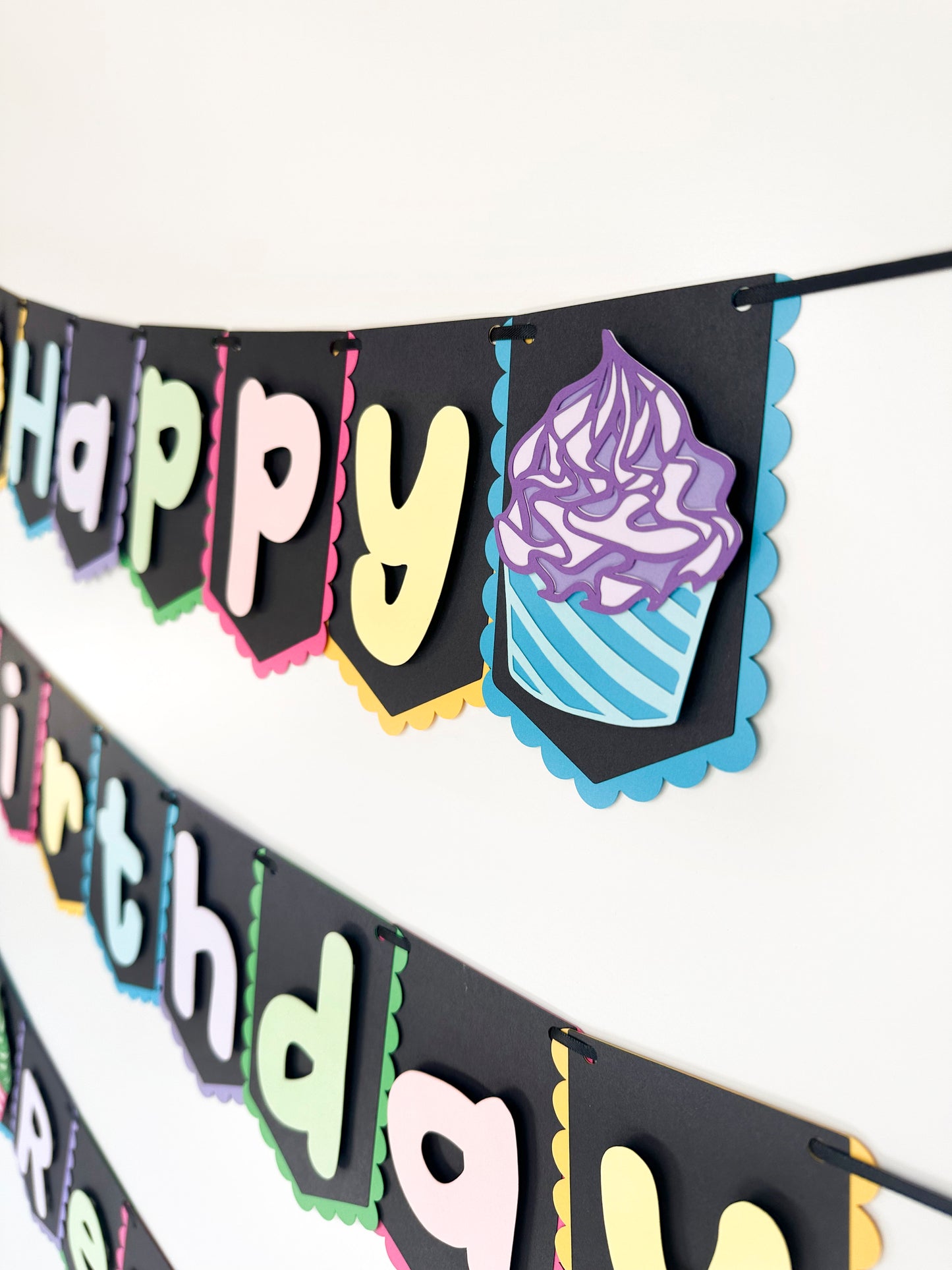 Cupcake Party Banner Dark | Cupcake Garland | Cupcake Birthday | Cupcake Decorations