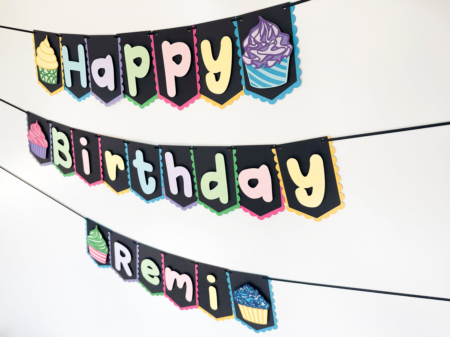 Cupcake Party Banner Dark | Cupcake Garland | Cupcake Birthday | Cupcake Decorations