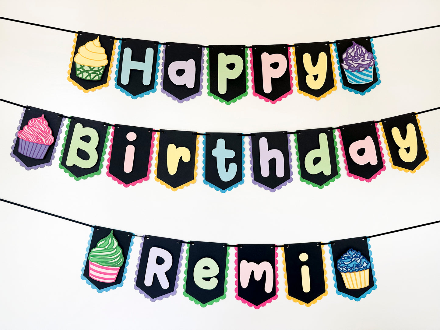 Cupcake Party Banner Dark | Cupcake Garland | Cupcake Birthday | Cupcake Decorations