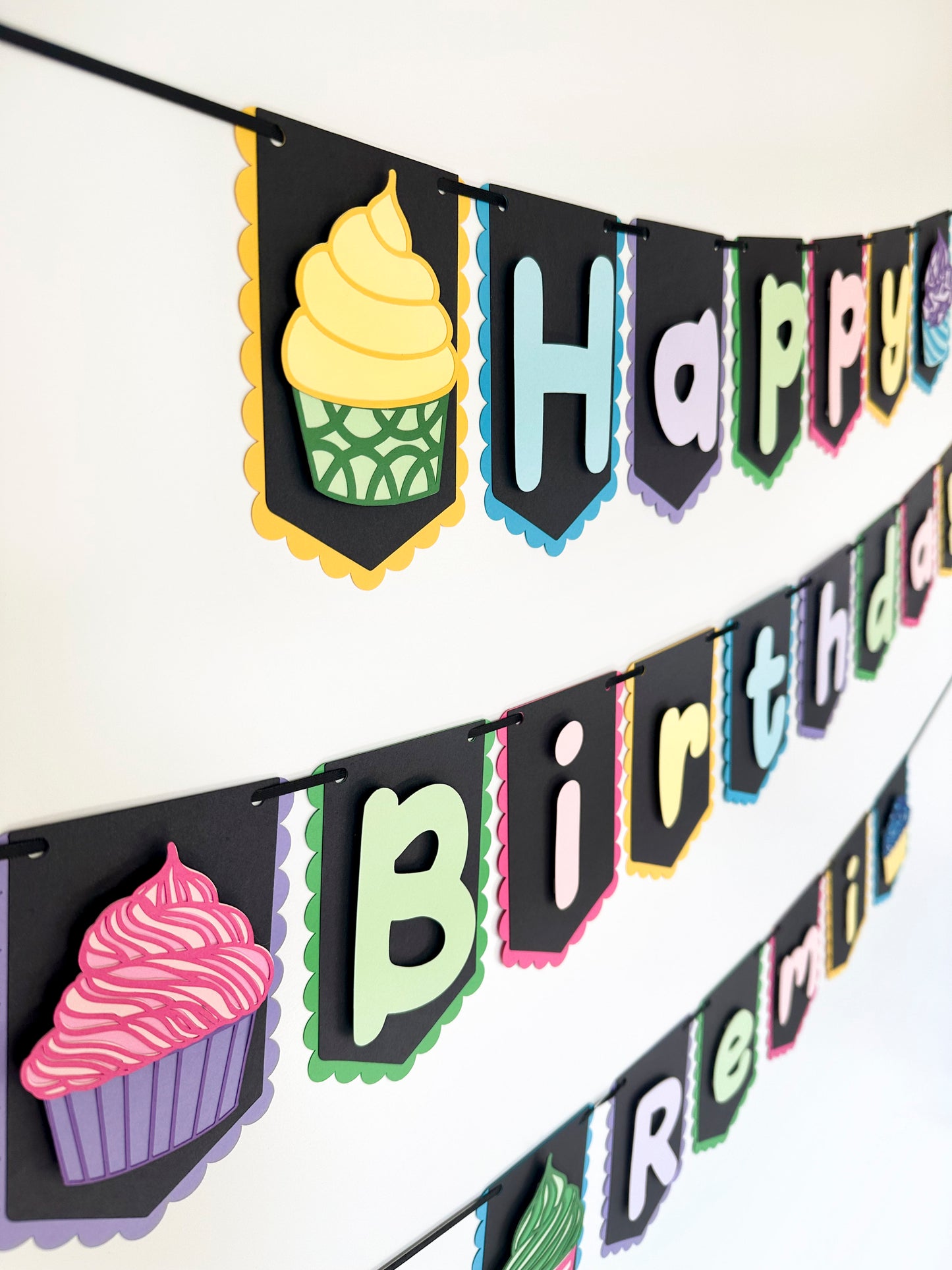 Cupcake Party Banner Dark | Cupcake Garland | Cupcake Birthday | Cupcake Decorations