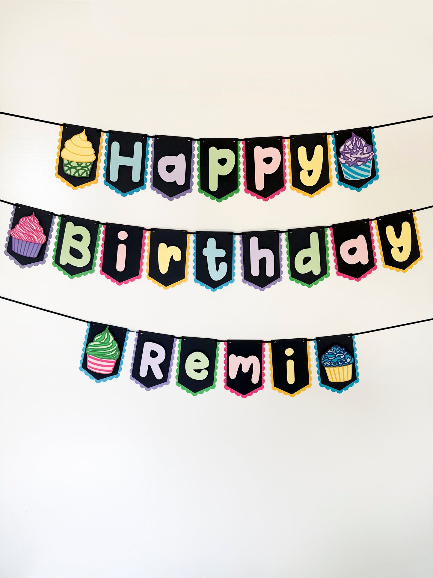 Cupcake Party Banner Dark | Cupcake Garland | Cupcake Birthday | Cupcake Decorations