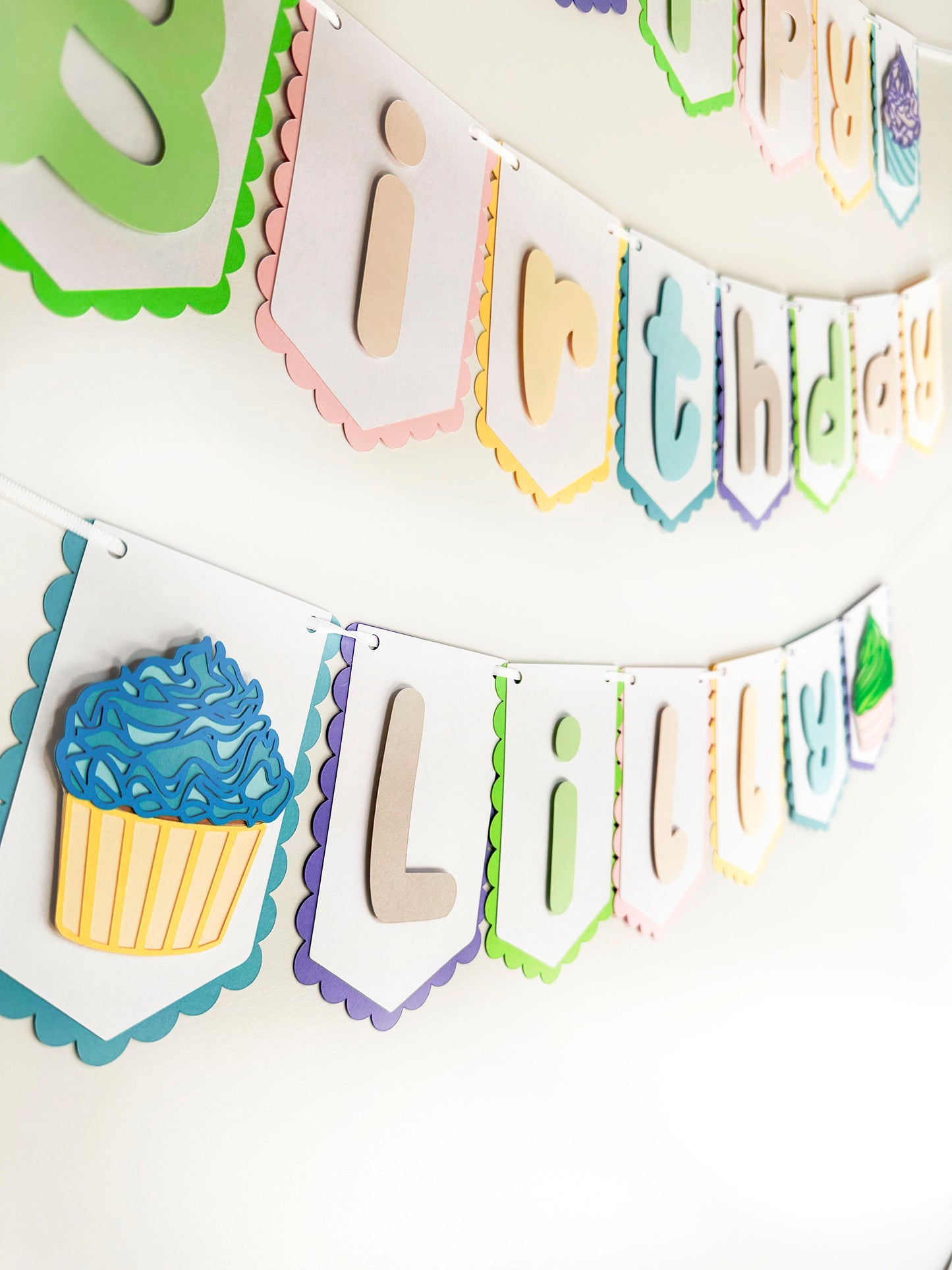 Cupcake Party Banner Light | Cupcake Party | Cupcake Birthday | Cupcake Garland