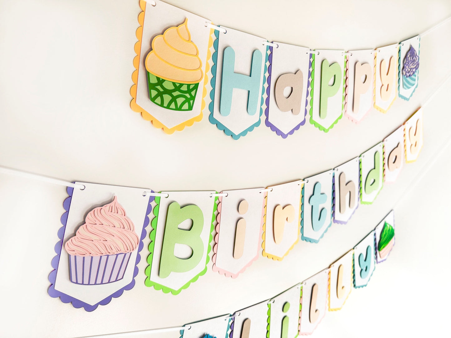 Cupcake Party Banner Light | Cupcake Party | Cupcake Birthday | Cupcake Garland