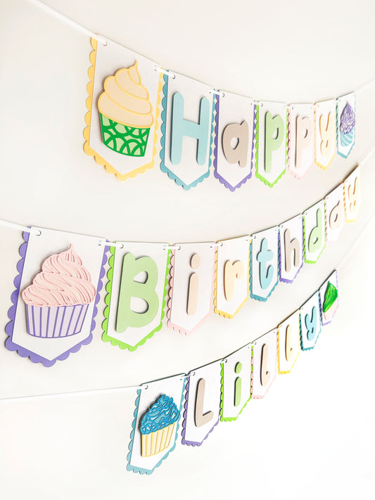 Cupcake Party Banner Light | Cupcake Party | Cupcake Birthday | Cupcake Garland