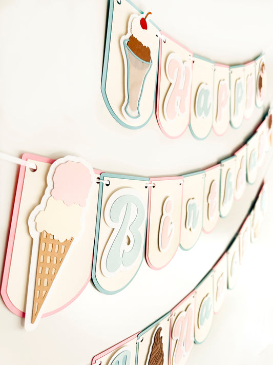 Ice Cream Party Banner | Ice Cream Party | Ice Cream Birthday | Ice Cream Garland