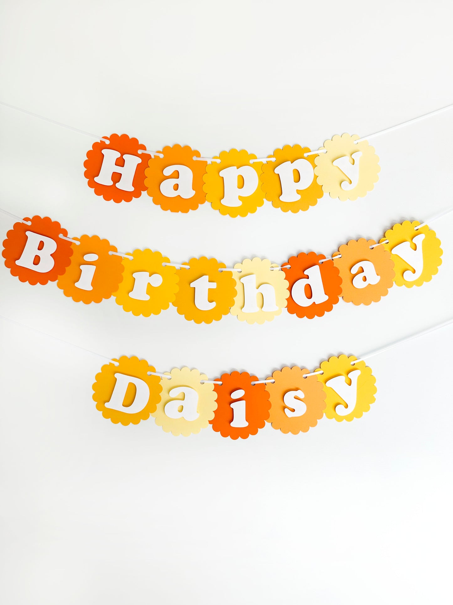 Happy Party Banner | Yellow Party Banner | Flower Garland | Sunshine | Daisy | Ombre Banner