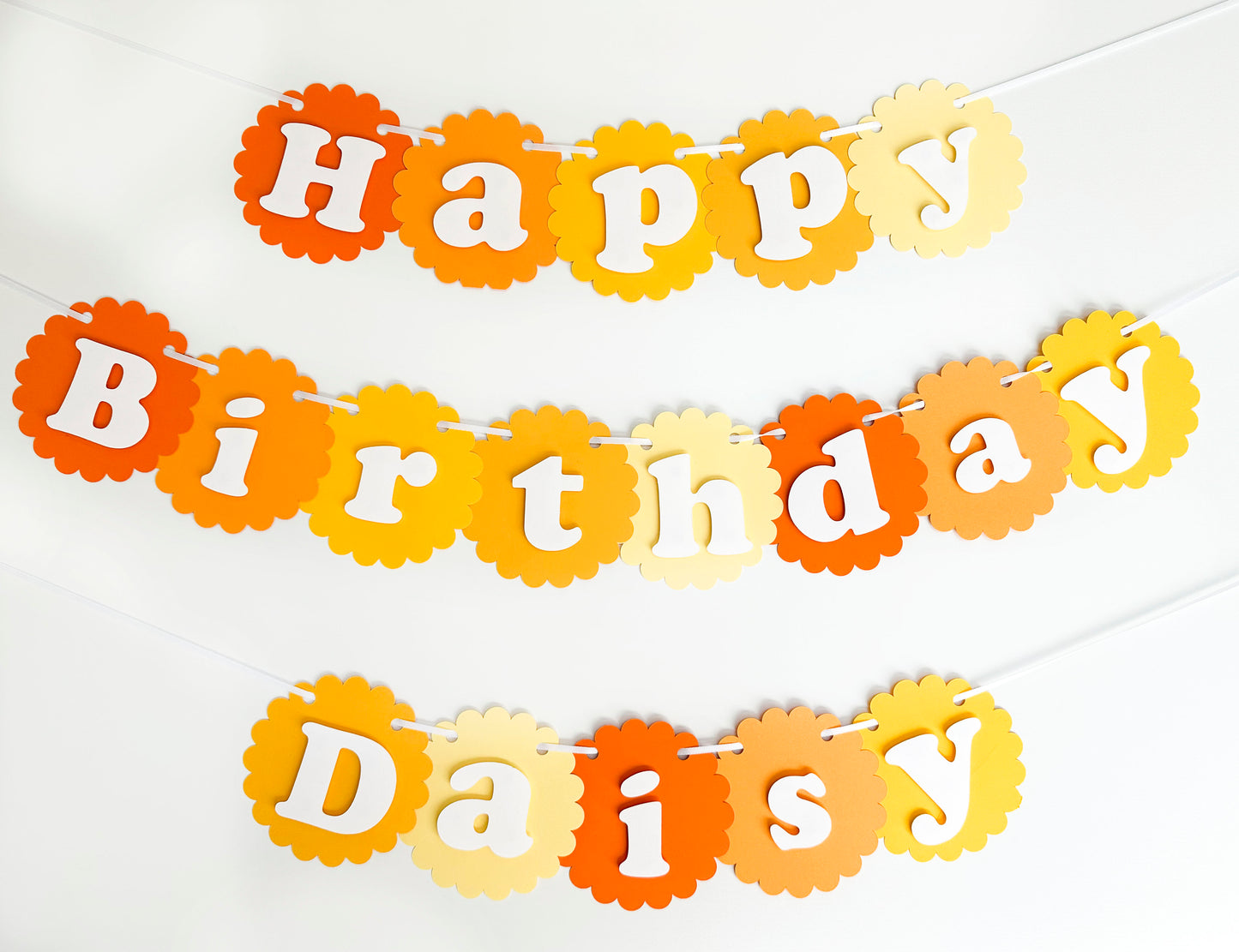 Happy Party Banner | Yellow Party Banner | Flower Garland | Sunshine | Daisy | Ombre Banner