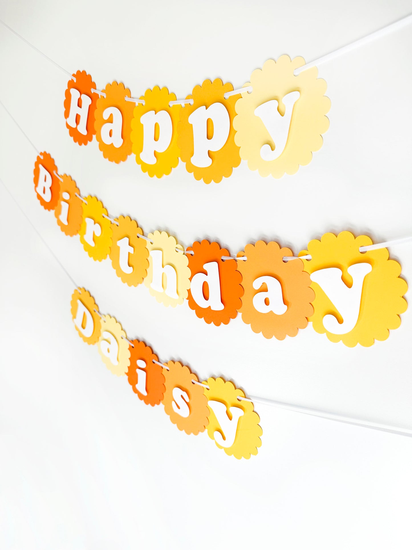 Happy Party Banner | Yellow Party Banner | Flower Garland | Sunshine | Daisy | Ombre Banner