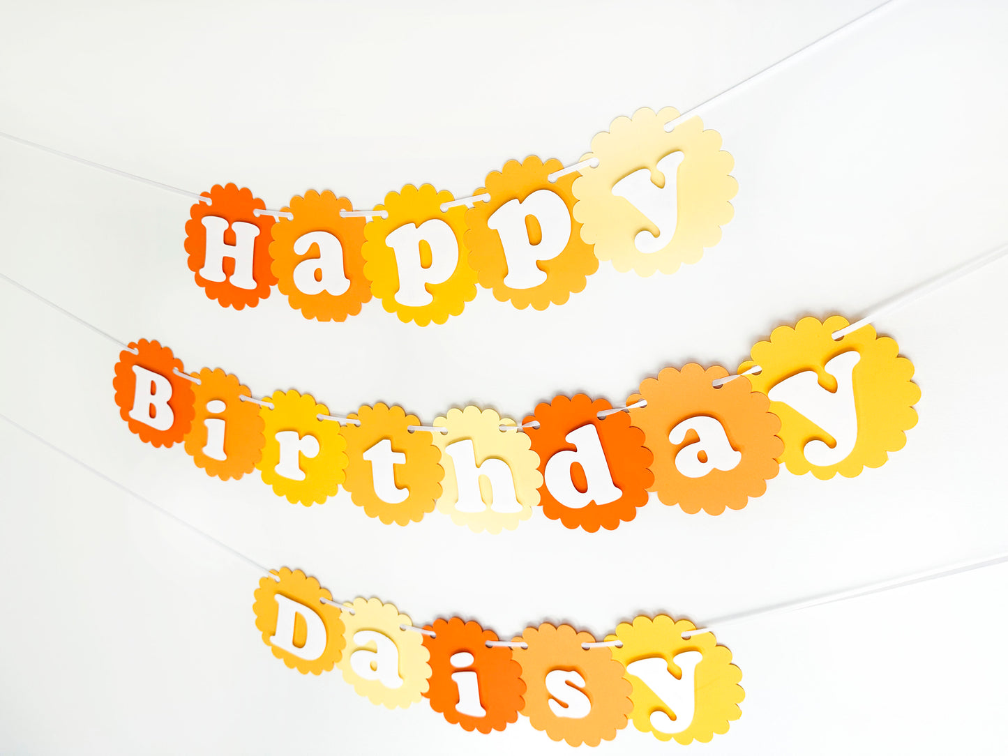 Happy Party Banner | Yellow Party Banner | Flower Garland | Sunshine | Daisy | Ombre Banner